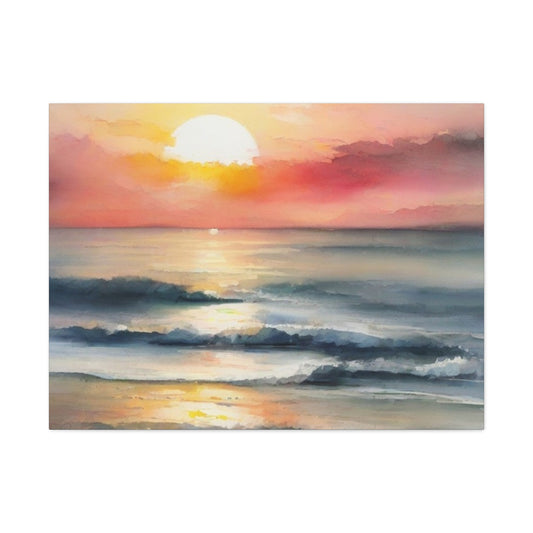 Abstract Art Canvas Print – Modern Wall Art, Digital Artwork, Matte Canvas, Ready to Hang, Home & Office Décor, Modern Wall Décor, Coastal Sunset Canvas Wall Art - 12" x 16" Stretched Print