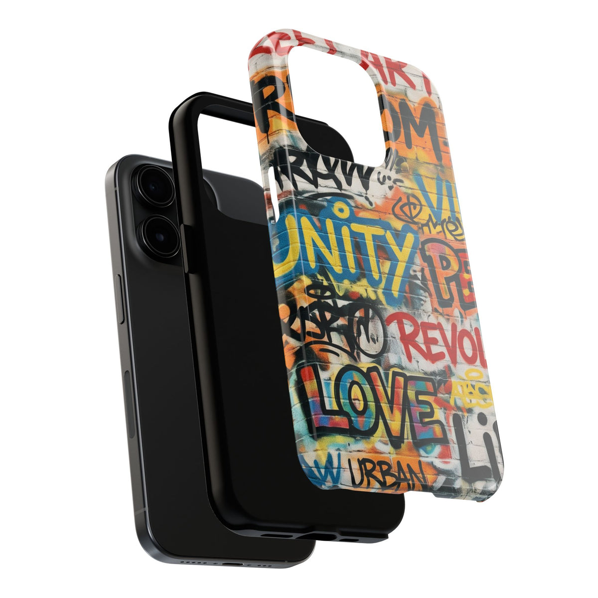 iPhone Tough Cases Phone Cases for iPhone 15\16\17\18 – Dual Layer, Matte/Glossy Finish, Wireless Charging Compatible. Urban Graffiti Tough Phone Case – Colorful Street Art Design