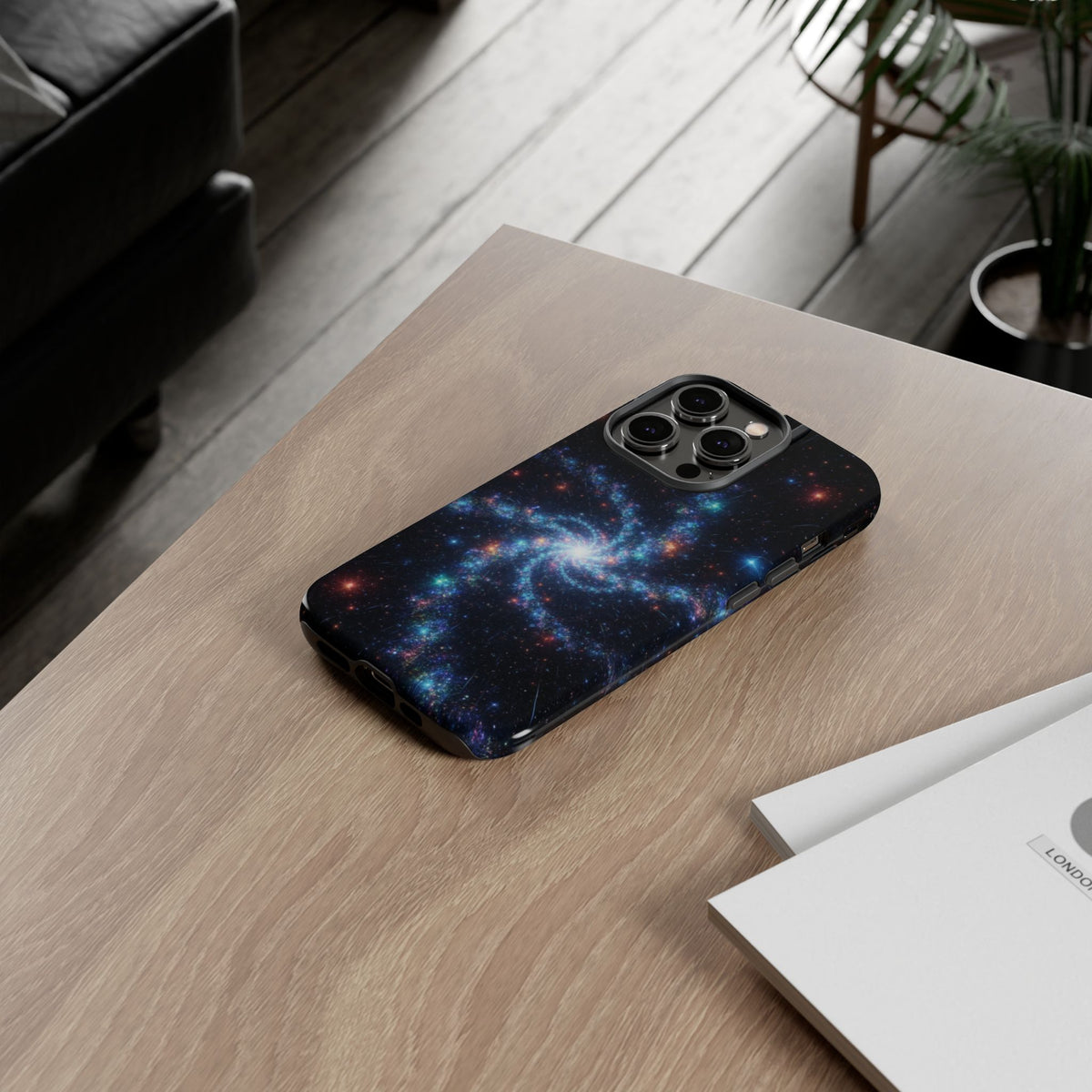 iPhone Tough Cases Phone Cases for iPhone 14\15\16\17\18 – Dual Layer, Matte/Glossy Finish, Wireless Charging Compatible. Galaxy Spiral Tough Phone Case — Cosmic Starfield Protective Cover for iPhone