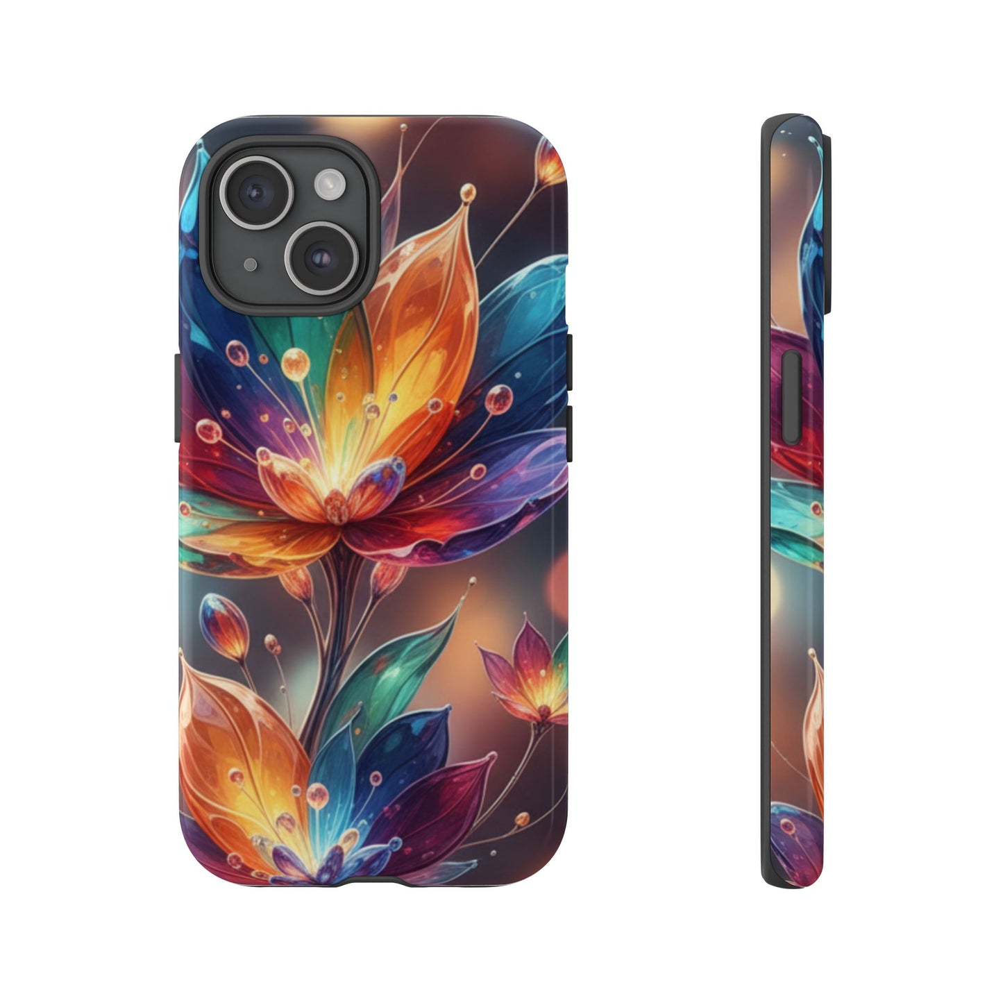 iPhone Tough Cases Phone Cases for iPhone 14\15\16\17 – Dual Layer, Matte/Glossy Finish, Wireless Charging Compatible — Vibrant Floral Lotus Phone Case