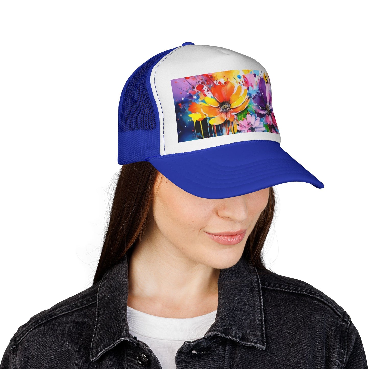 Vibrant Floral Trucker Cap - Colorful Summer Hat for Outdoor Fun