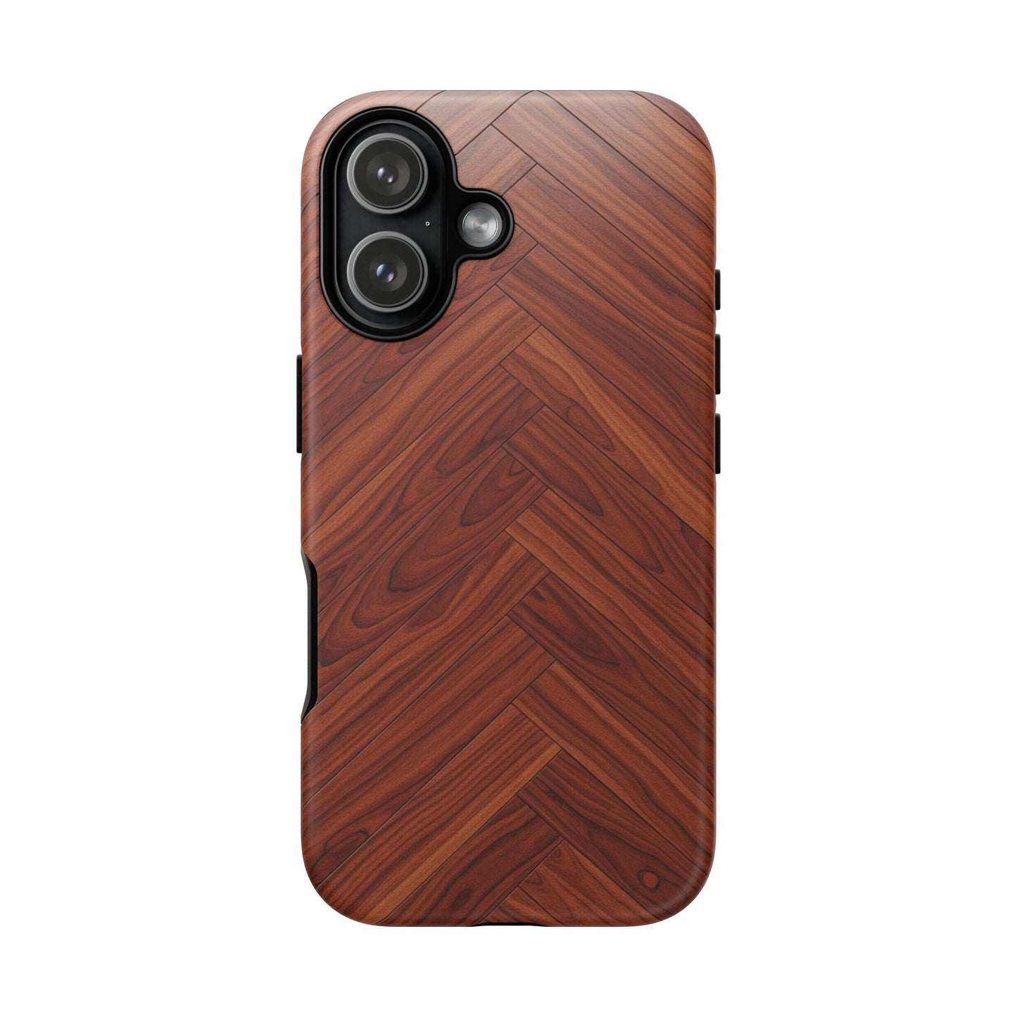 iPhone Tough Cases Phone Cases for iPhone 14\15\16\17 – Dual Layer, Matte/Glossy Finish, Wireless Charging Compatible. Tough Phone Case — Plastic Herringbone Walnut Protective Cover