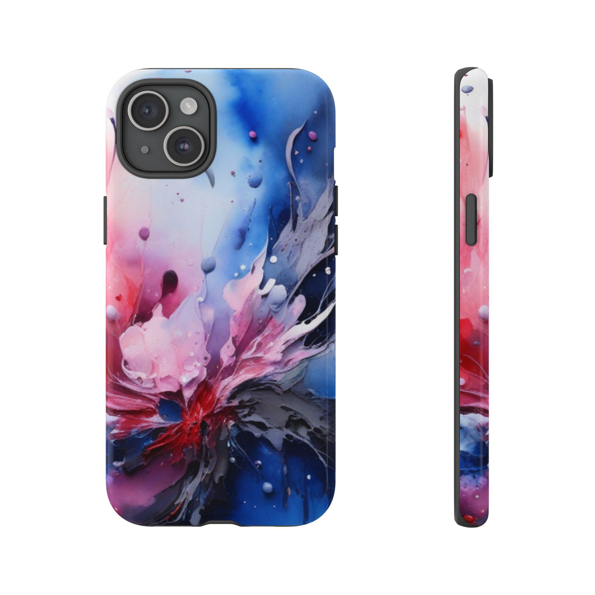Tough Case — Abstract Pink & Blue Phone Case. iPhone Tough Cases Phone Cases for iPhone 17/16/15/14 – Dual Layer, Matte/Glossy Finish, Wireless Charging Compatible