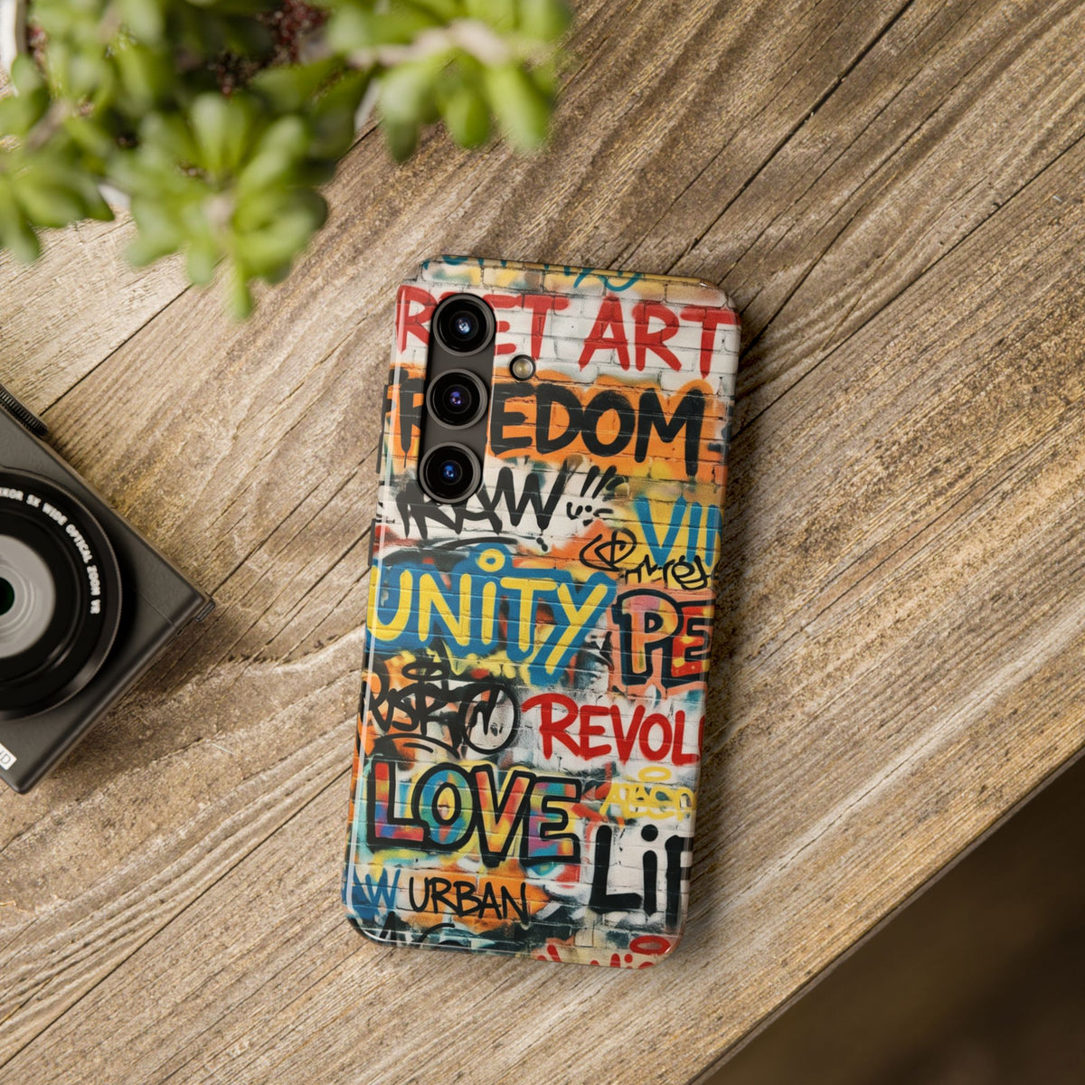 Tough Cases Phone Cases for Samsung Galaxy S26/S25/S24 – Dual Layer, Matte/Glossy Finish, Wireless Charging Compatible. Tough Phone Case – Urban Graffiti Unity Peace Love Design