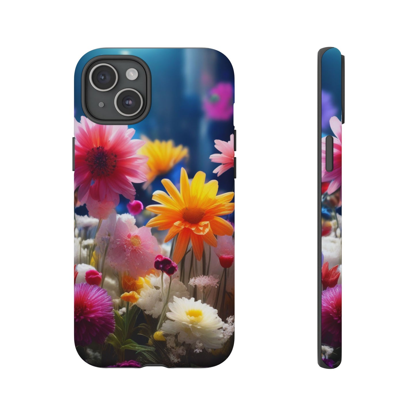 iPhone Tough Cases Phone Cases for iPhone 14\15\16\17– Dual Layer, Matte/Glossy Finish, Wireless Charging Compatible, Floral Garden Phone Case — Vibrant Spring Flowers Protective iPhone Case