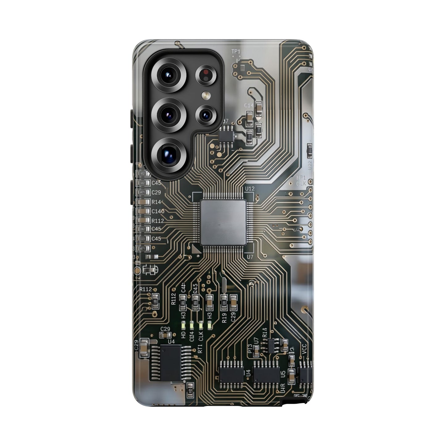 Tough Cases Phone Cases for Samsung Galaxy S25/S24/S23/S22 – Dual Layer, Matte/Glossy Finish, Wireless Charging Compatible, Circuit Board Phone Case — Tech Circuitry Protective Phone Cover