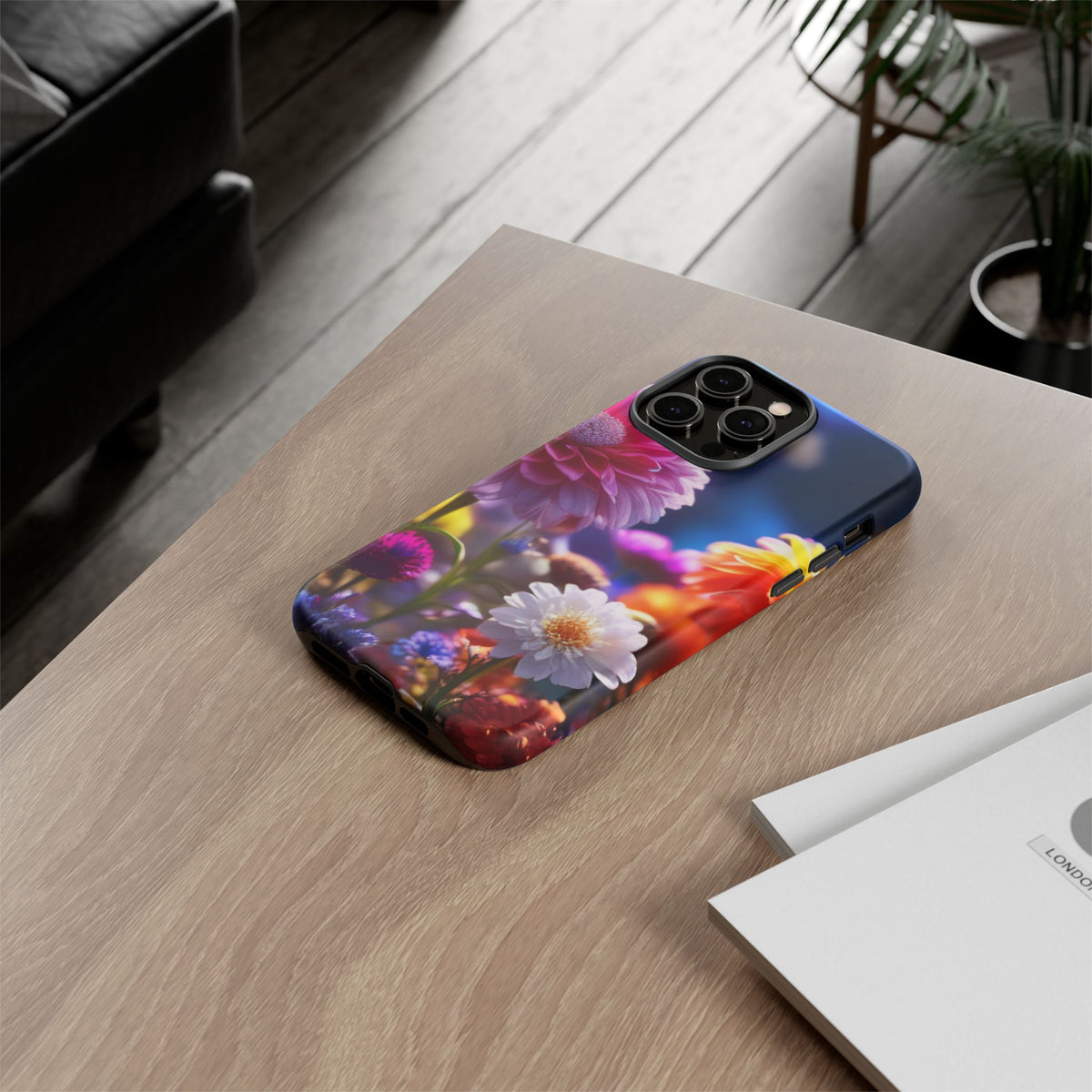 iPhone Tough Cases Phone Cases for iPhone 14\15\16\17 – Dual Layer, Matte/Glossy Finish, Wireless Charging Compatible, Floral Garden Phone Case — Vibrant Bloom Protective iPhone Cover