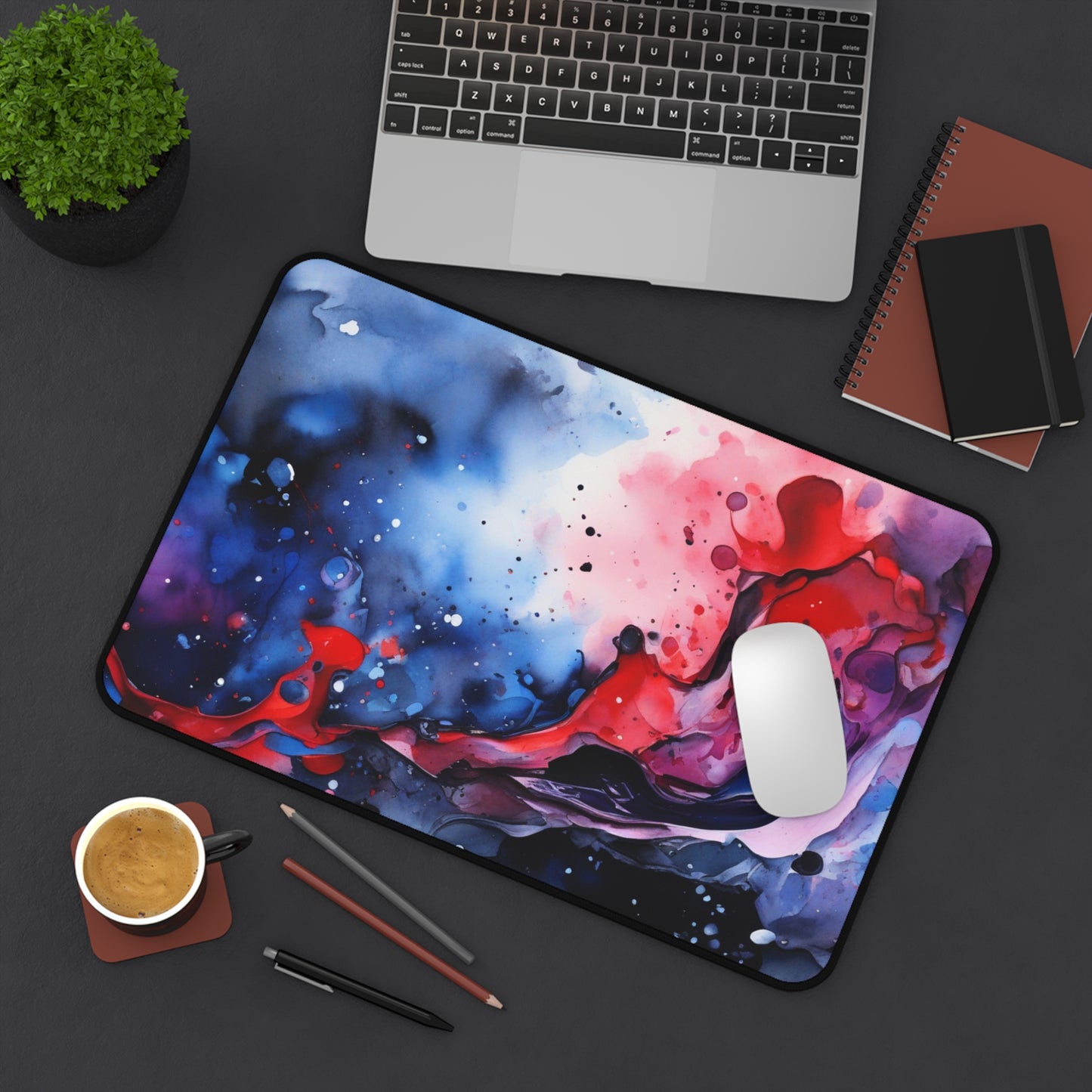 Large Gaming Mouse Pad – Premium Mouse Pad & Tech Accessory for Home & Office, Premium Desk Mat, Gaming Mouse Pad, Non-slip. Abstract Watercolor Desk Mat — Vibrant Red & Blue Gaming/Work Mouse Pad