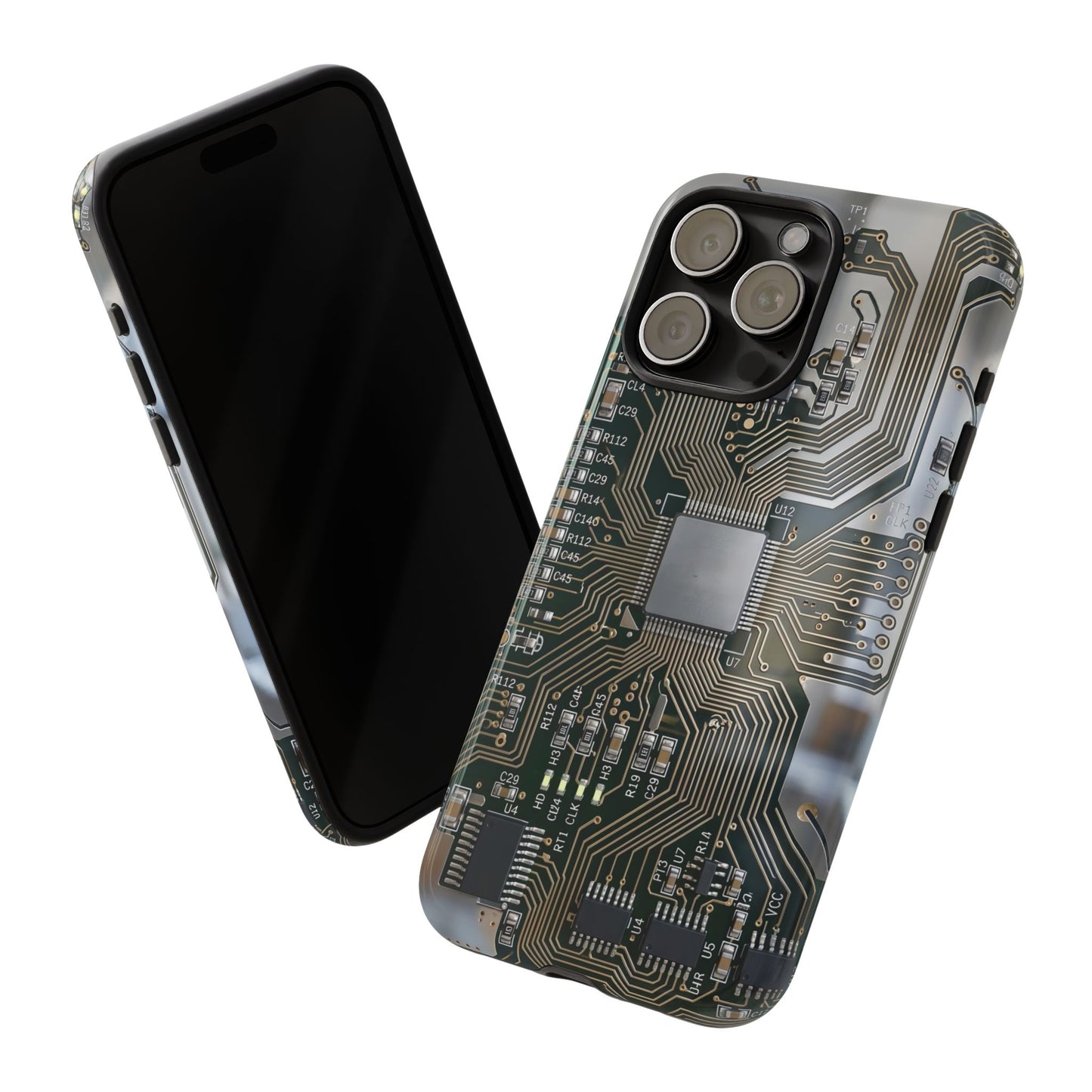 iPhone Tough Cases Phone Cases for iPhone 14\15\16\17 – Dual Layer, Matte/Glossy Finish, Wireless Charging Compatible. Circuit Board Tough Phone Case — Tech-Inspired Protective iPhone Cover