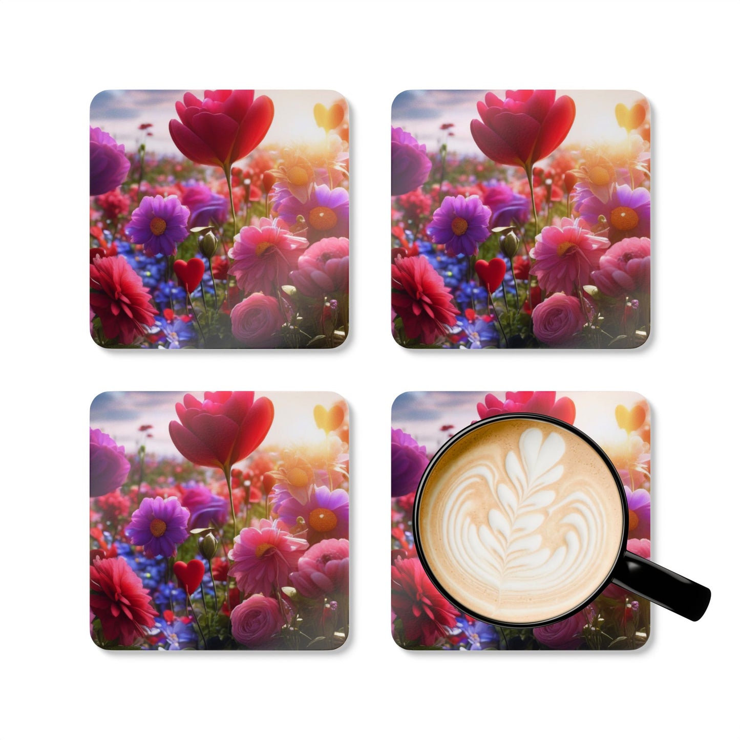 Floral Cork Coaster Set - Drink Coasters for Home Decor. Gifts for Her