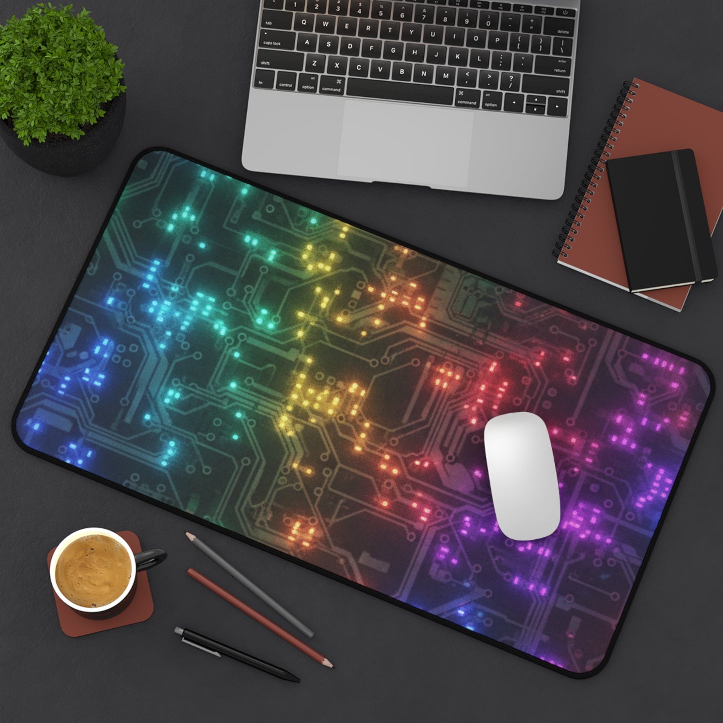 Large Gaming Mouse Pad – Premium Mouse Pad & Tech Accessory for Home & Office, Premium Desk Mat, Gaming Mouse Pad, Non-slip, Rainbow Circuit Desk Mat — RGB Tech Gamer Mouse Pad