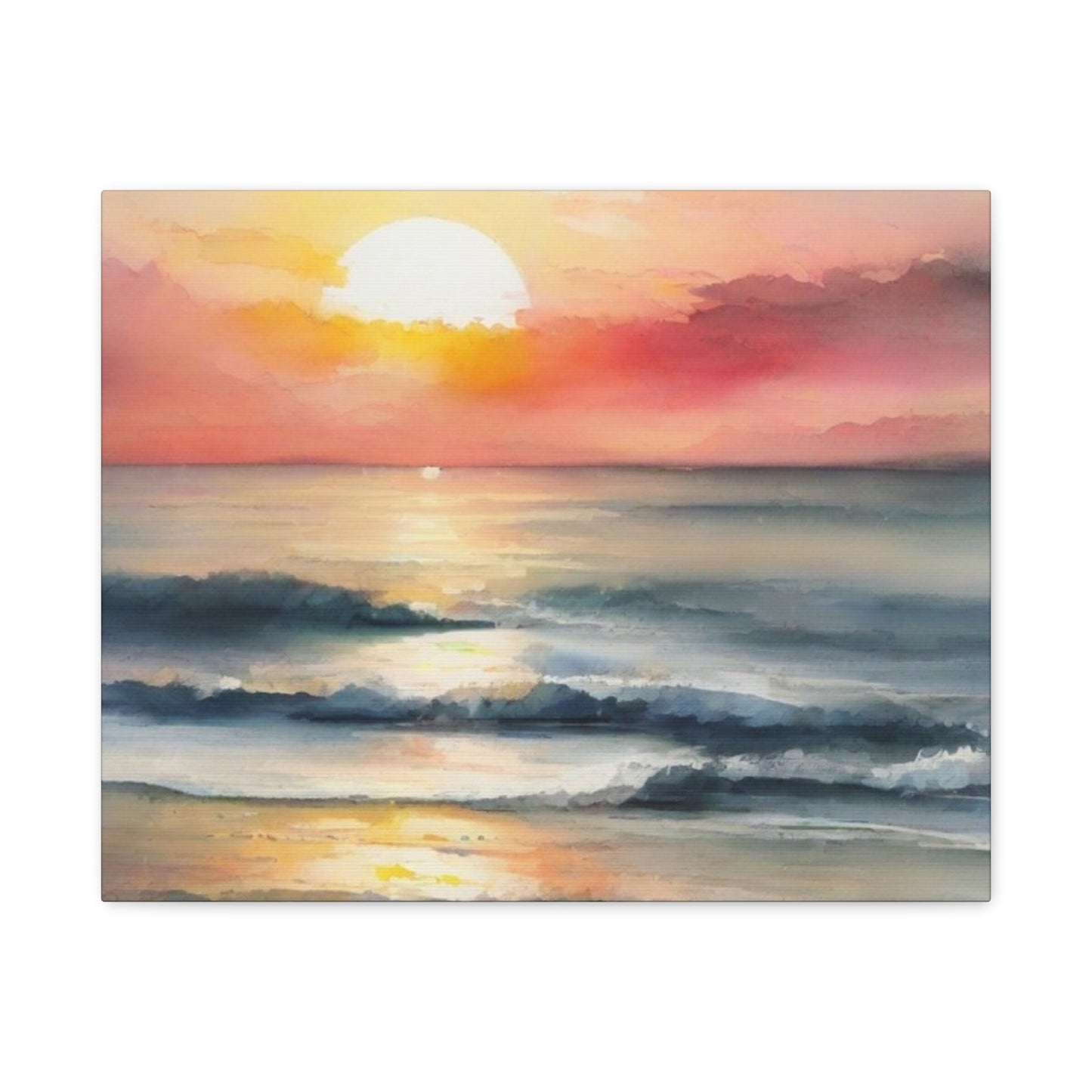 Abstract Art Canvas Print – Modern Wall Art, Matte Canvas, Ready to Hang, Home & Office Décor, Modern Wall Décor, Coastal Sunset Canvas Wall Art - 12" x 16" Stretched Print