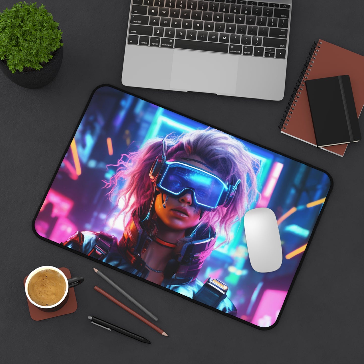 Large Gaming Mouse Pad – Premium Mouse Pad & Tech Accessory for Home & Office, Premium Desk Mat, Gaming Mouse Pad, Non-slip. Cyberpunk VR Girl Desk Mat — Neon Gaming Mousepad for Gamers & Streamers...