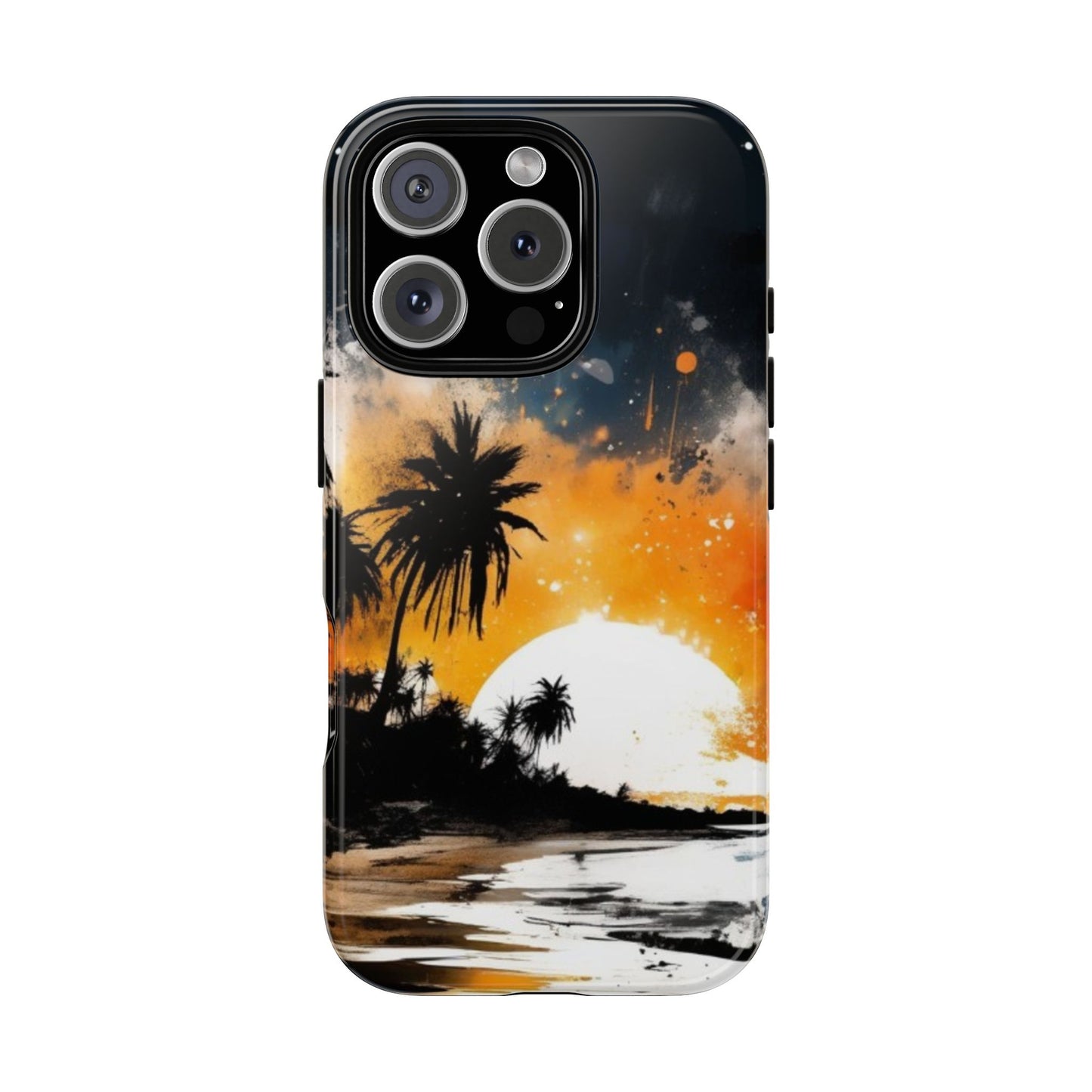 iPhone Tough Cases Phone Case for iPhone 14/15/16/17– Dual Layer, Matte/Glossy Finish, Wireless Charging Compatible, Tropical Sunset Design, Beach Lover Gift, Custom Phone Cover, Summer Vibes, Vacation Essentials