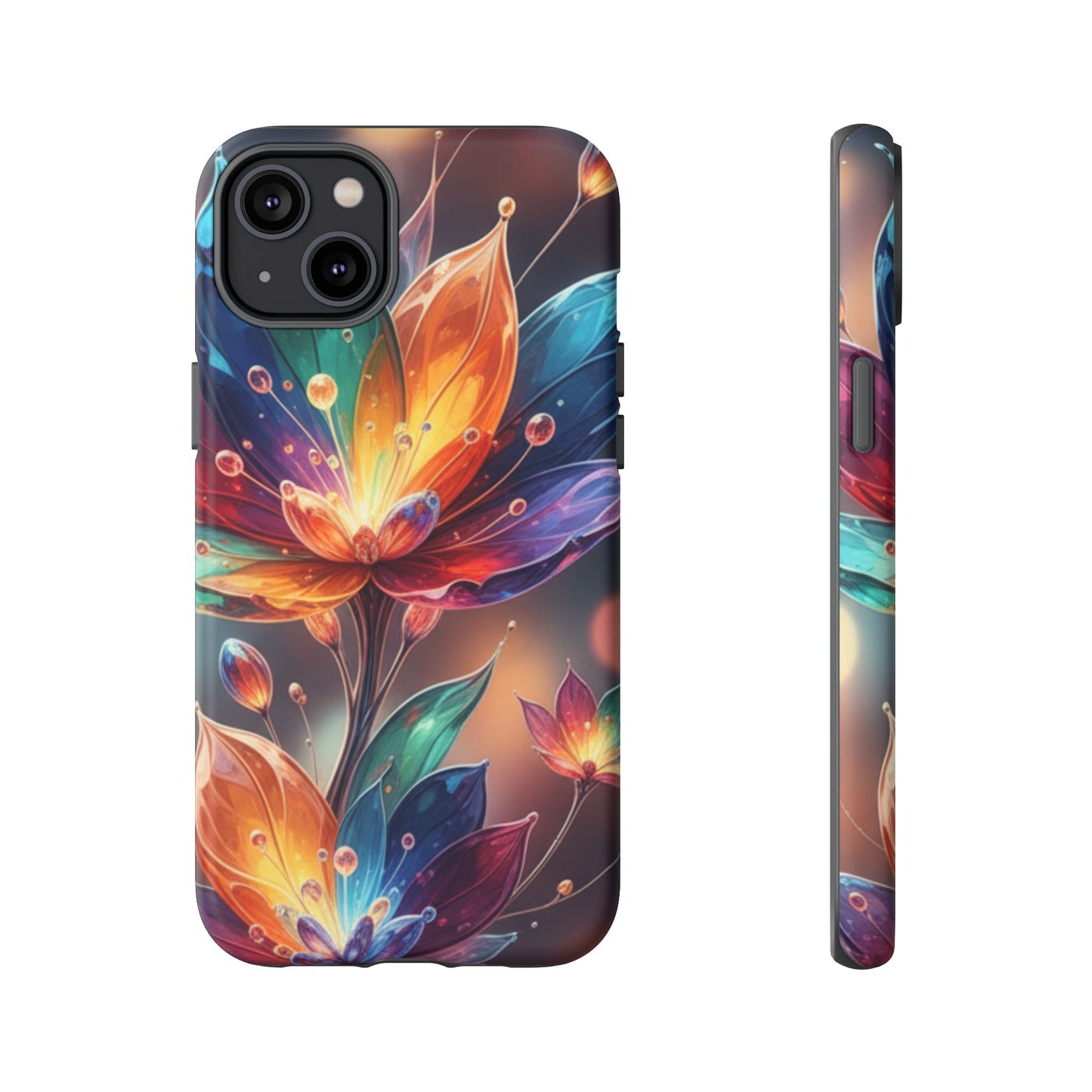 iPhone Tough Cases Phone Cases for iPhone 14\15\16\17 – Dual Layer, Matte/Glossy Finish, Wireless Charging Compatible — Vibrant Floral Lotus Phone Case