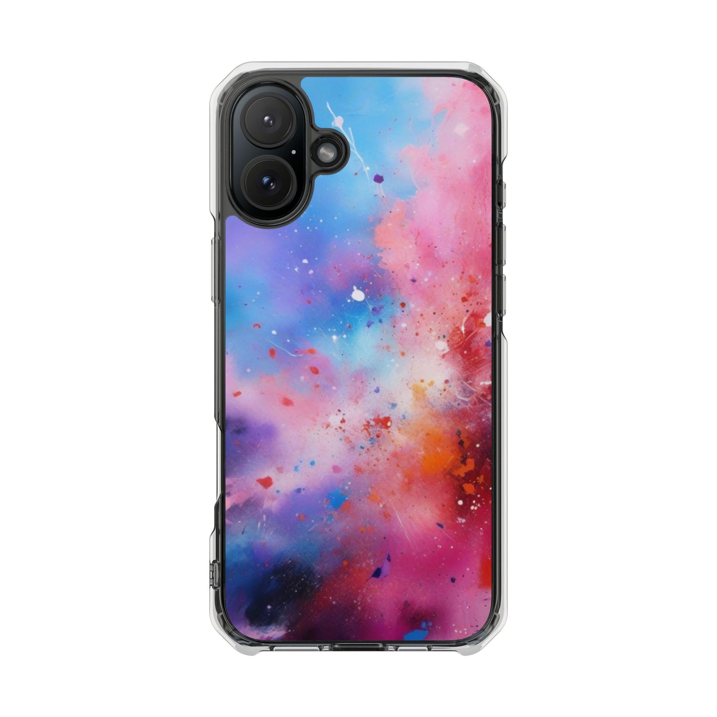 Magnetic Clear Impact Cases for iPhone 16/15/14, Colorful Nebula Design, Unique Gift for Phone Lovers,