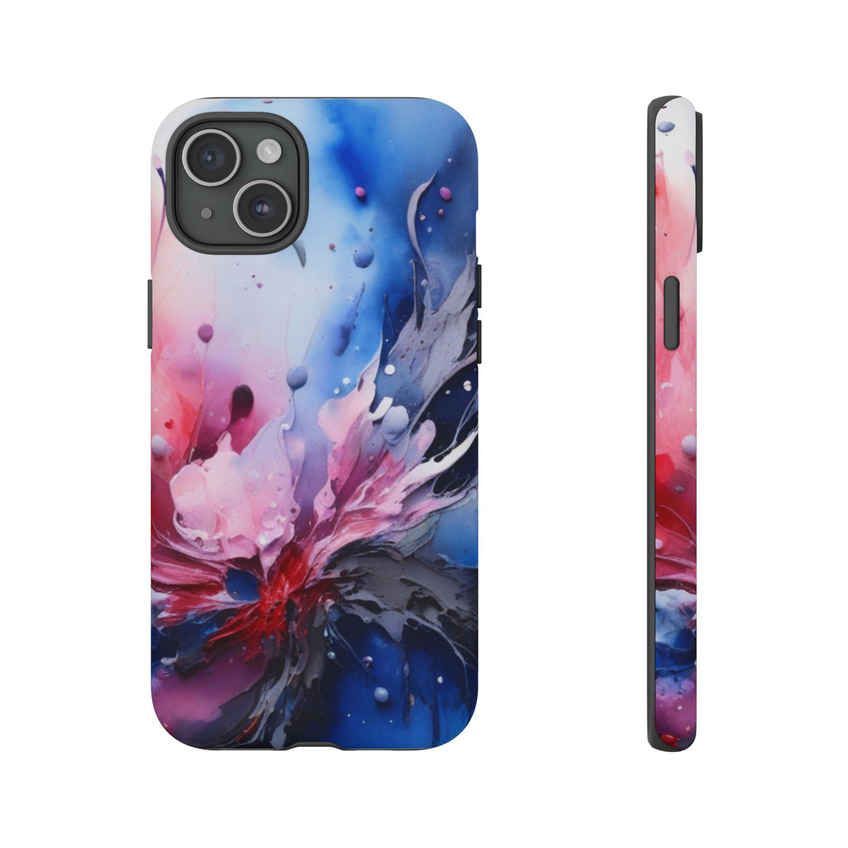 Tough Case — Abstract Pink & Blue Phone Case. iPhone Tough Cases Phone Cases for iPhone 17/16/15/14 – Dual Layer, Matte/Glossy Finish, Wireless Charging Compatible