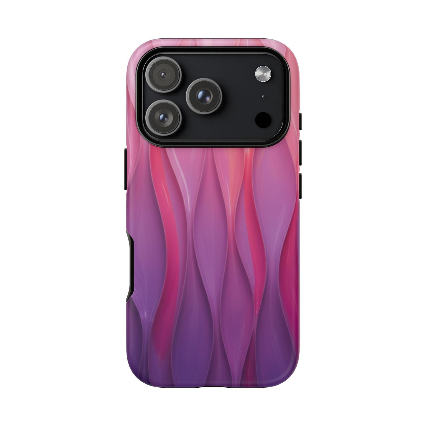 Pink Purple Wave Tough Phone Case. iPhone Tough Cases Phone Cases for iPhone 14\15\16\17 – Dual Layer, Matte/Glossy Finish, Wireless Charging Compatible — Abstract Gradient Protective Cover