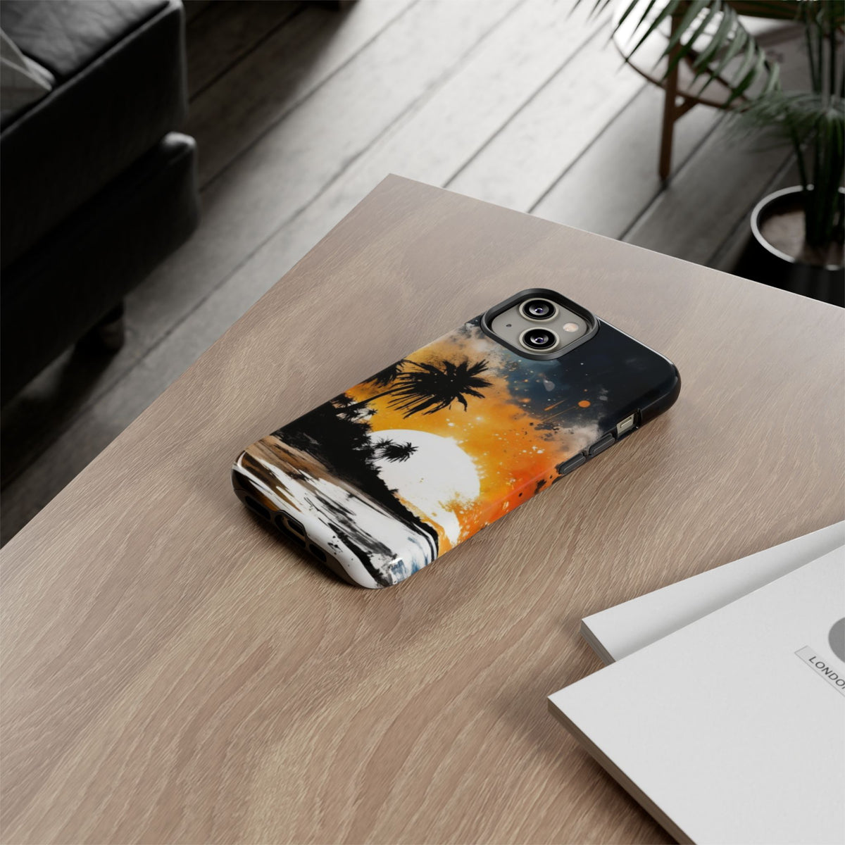 iPhone Tough Cases Phone Case for iPhone 14/15/16/17– Dual Layer, Matte/Glossy Finish, Wireless Charging Compatible, Tropical Sunset Design, Beach Lover Gift, Custom Phone Cover, Summer Vibes,...