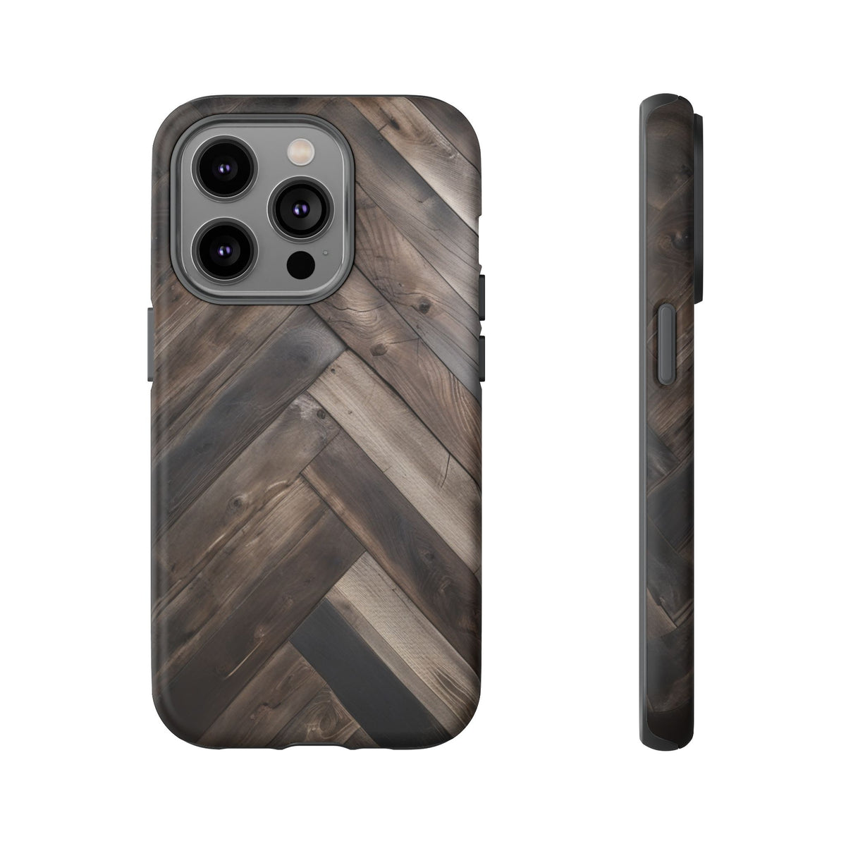 iPhone Tough Cases Phone Cases for iPhone 14\15\16\17\18– Dual Layer, Matte/Glossy Finish, Wireless Charging Compatible. Durable Phone Case with Modern Wood Design.