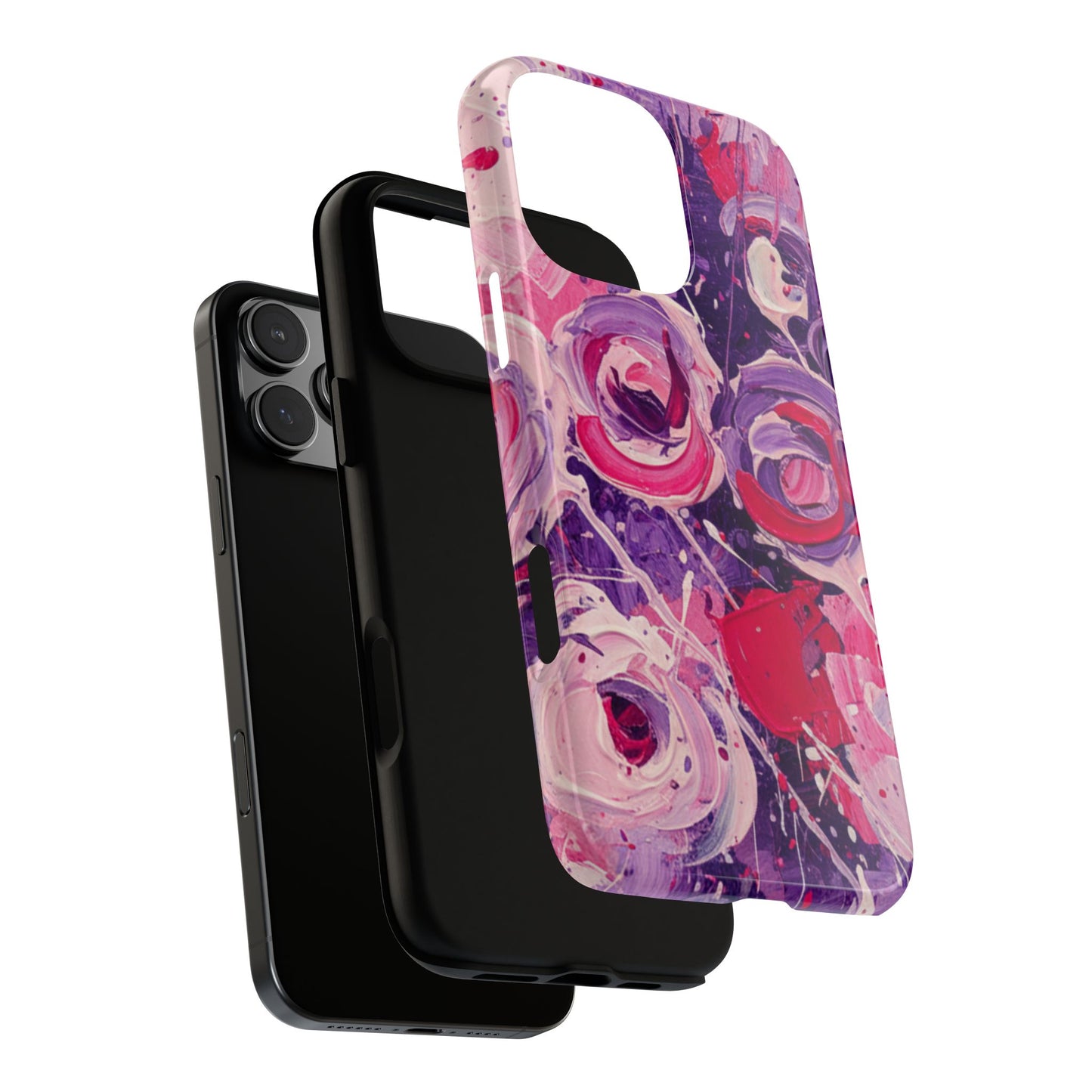 iPhone Tough Cases , iPhone 17 case, Phone Cases for iPhone 14\15\16\17 – Dual Layer, Matte/Glossy Finish, Wireless Charging Compatible, Floral Abstract Tough Phone Case — Protective Cover