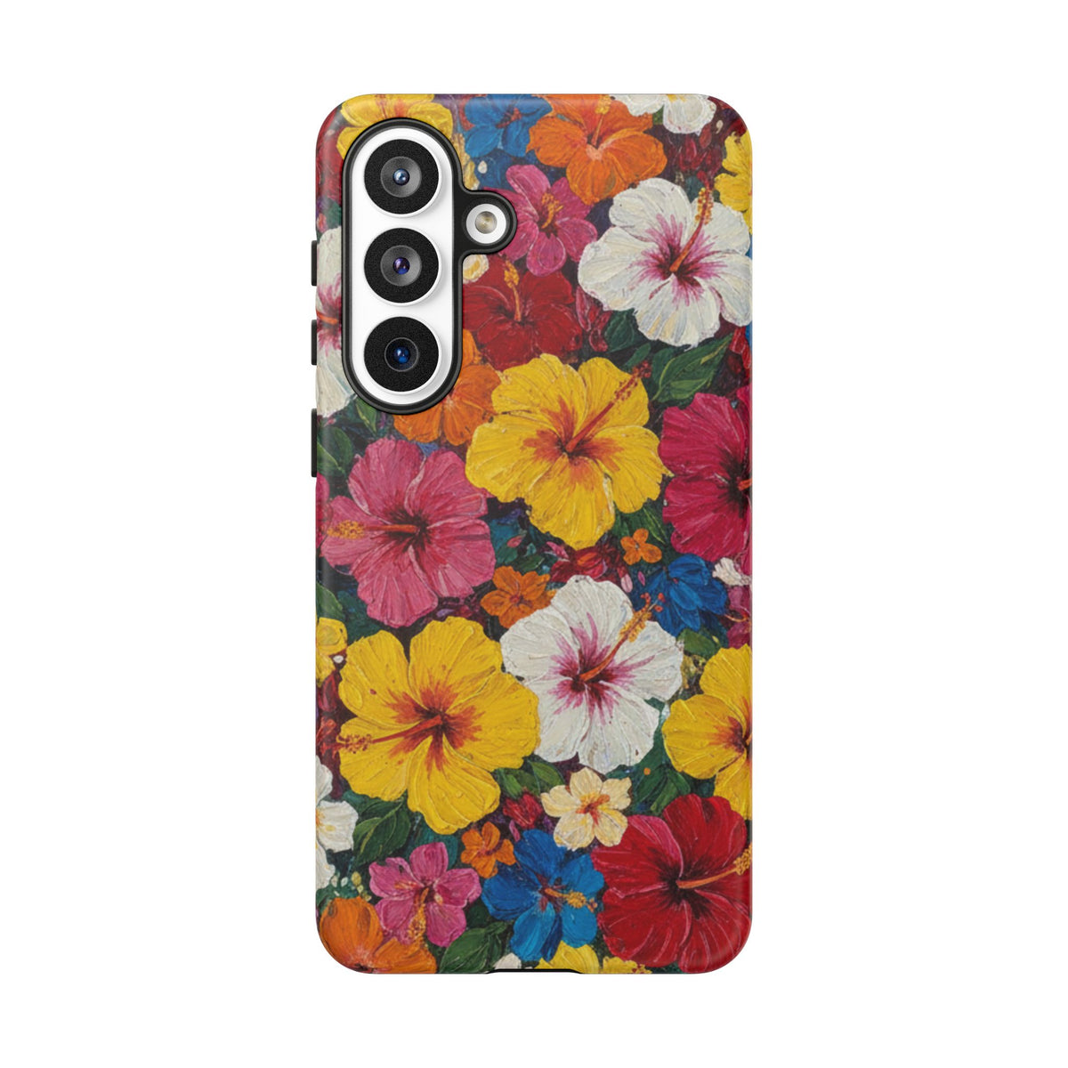 Tough Cases Phone Cases for Samsung Galaxy S26/S25/S24/S23/S22 – Dual Layer, Matte/Glossy Finish, Wireless Charging CompatibleFloral Hibiscus Tough Phone Case — Bright Tropical Flowers Protective Cover