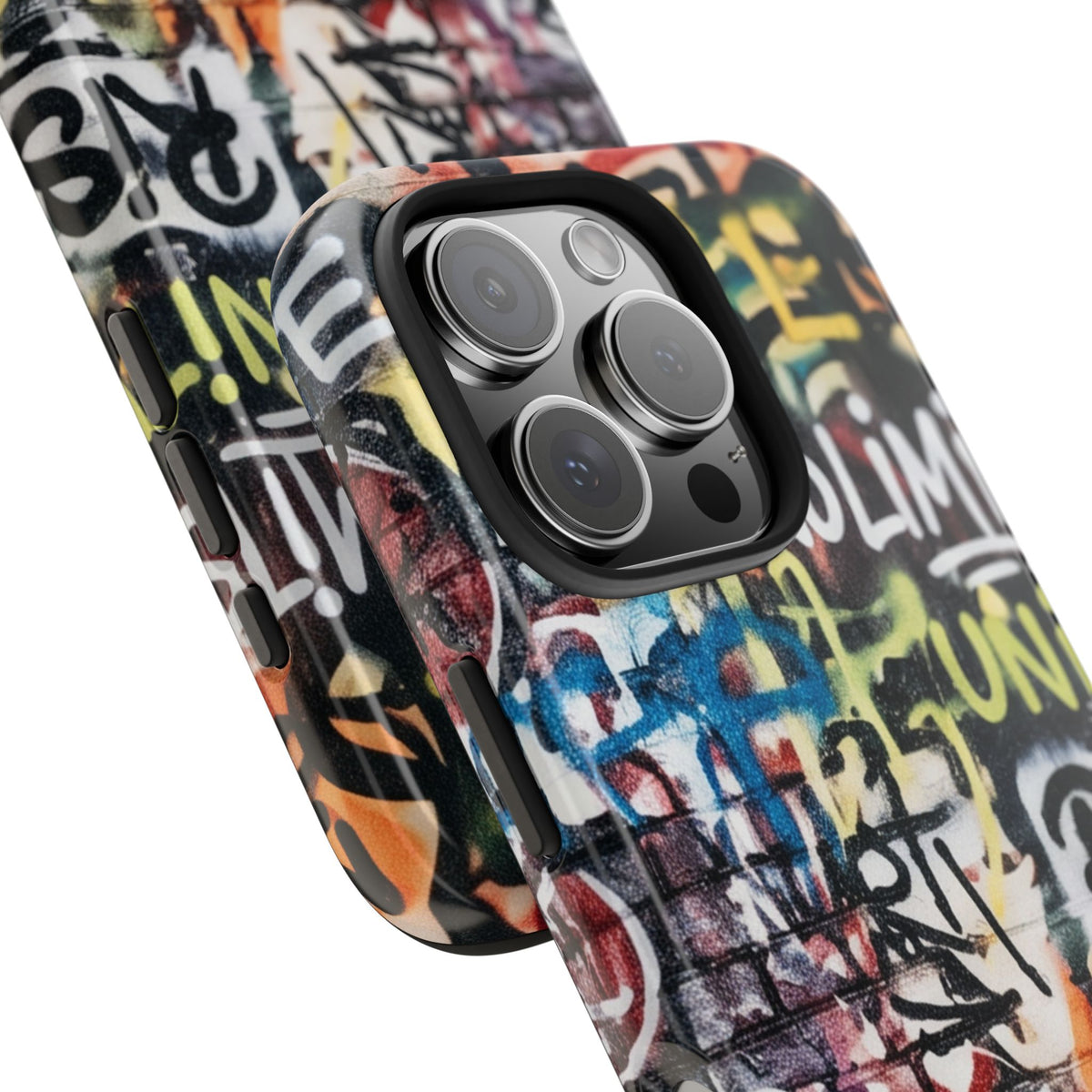 iPhone Tough Cases Phone Cases for iPhone 15\16\17\18 – Dual Layer, Matte/Glossy Finish, Wireless Charging Compatible. Graffiti Tough Phone Case