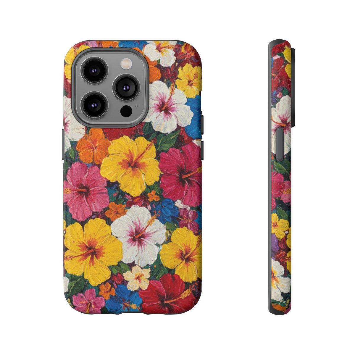 iPhone Tough Cases Phone Cases for iPhone 14\15\16\17 – Dual Layer, Matte/Glossy Finish, Wireless Charging CompatibleFloral Hibiscus Tough Phone Case — Bright Tropical Protection