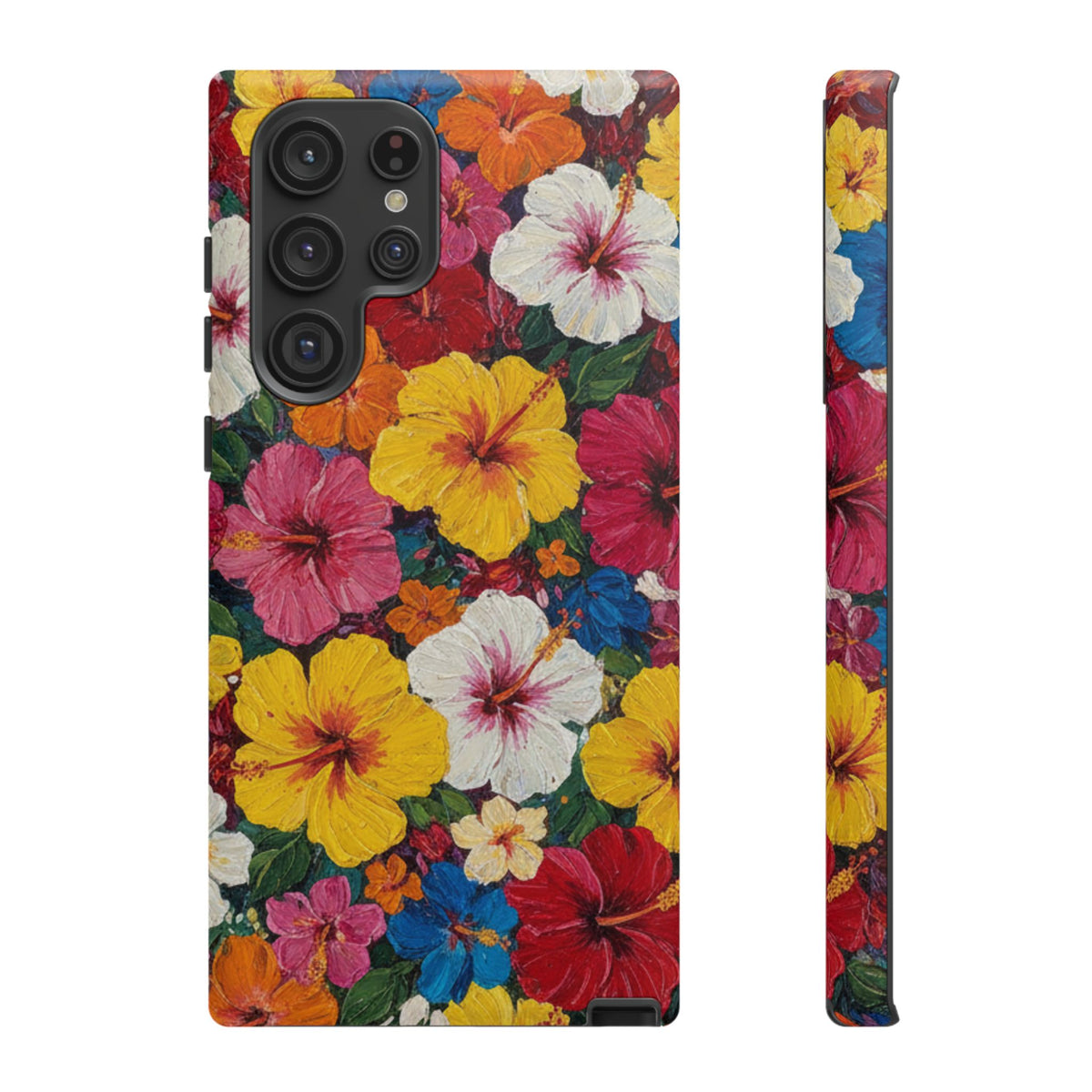 Tough Cases Phone Cases for Samsung Galaxy S26/S25/S24/S23/S22 – Dual Layer, Matte/Glossy Finish, Wireless Charging CompatibleFloral Hibiscus Tough Phone Case — Bright Tropical Flowers Protective Cover