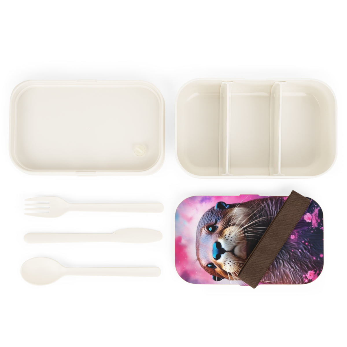 Stylish Bento Box Lunchbox – Portable, Designed Food Container with Wooden Lid & Two Moveable Compartments for Work, School & Picnics
