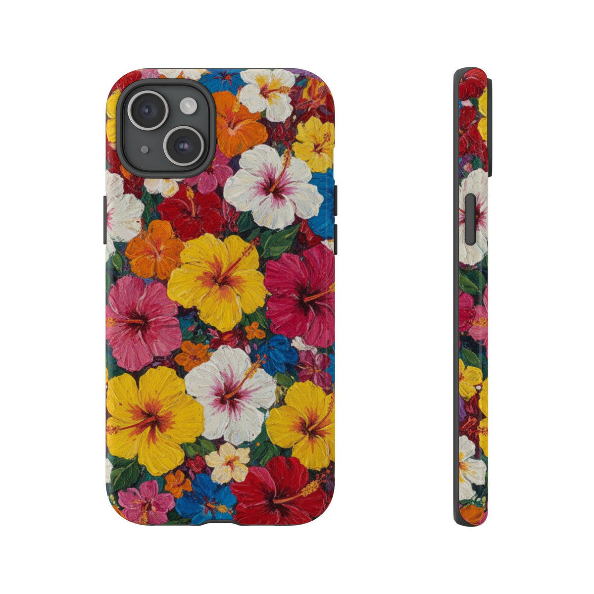 iPhone Tough Cases Phone Cases for iPhone 14\15\16\17 – Dual Layer, Matte/Glossy Finish, Wireless Charging CompatibleFloral Hibiscus Tough Phone Case — Bright Tropical Protection