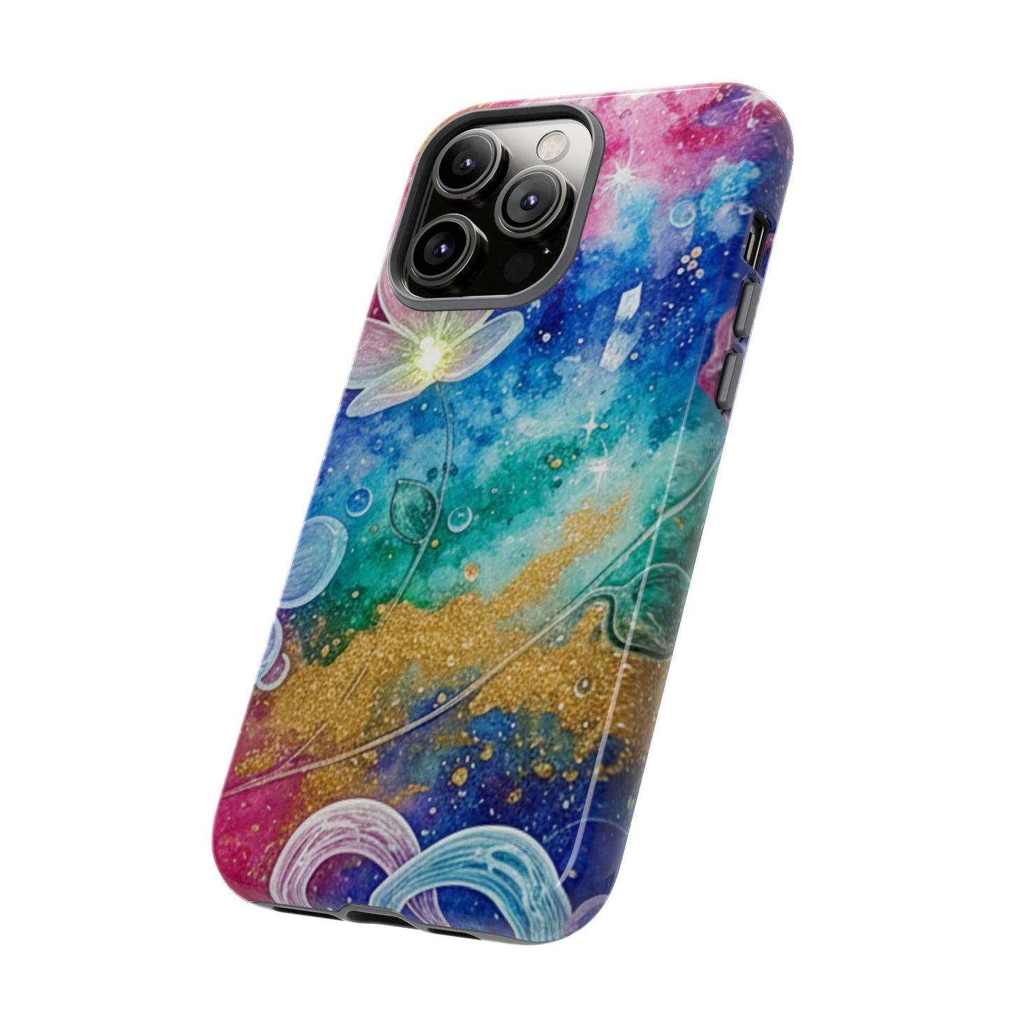 iPhone Tough Cases, iPhone 17 phone case, Phone Cases for iPhone 14\15\16\17 – Dual Layer, Matte/Glossy Finish, Wireless Charging Compatible, Galaxy Floral Tough Phone Case — Colorful Bubbles Design
