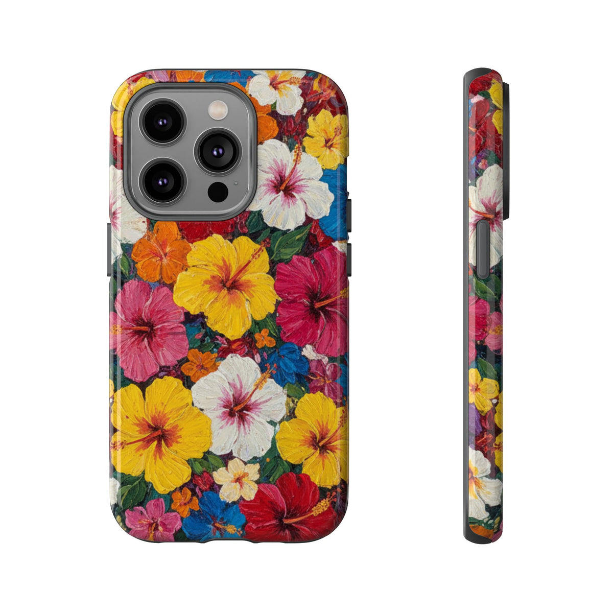 iPhone Tough Cases Phone Cases for iPhone 14\15\16\17 – Dual Layer, Matte/Glossy Finish, Wireless Charging CompatibleFloral Hibiscus Tough Phone Case — Bright Tropical Protection