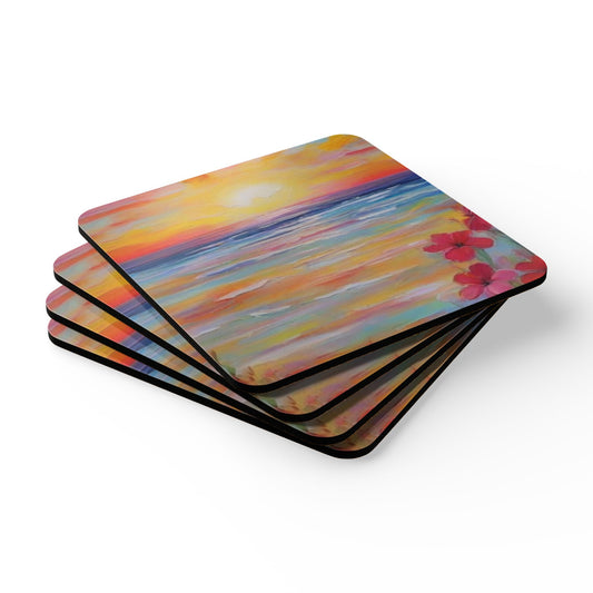 Designer Coaster Set – High-Gloss Drink Coasters with Cork Backing (Set of 4)