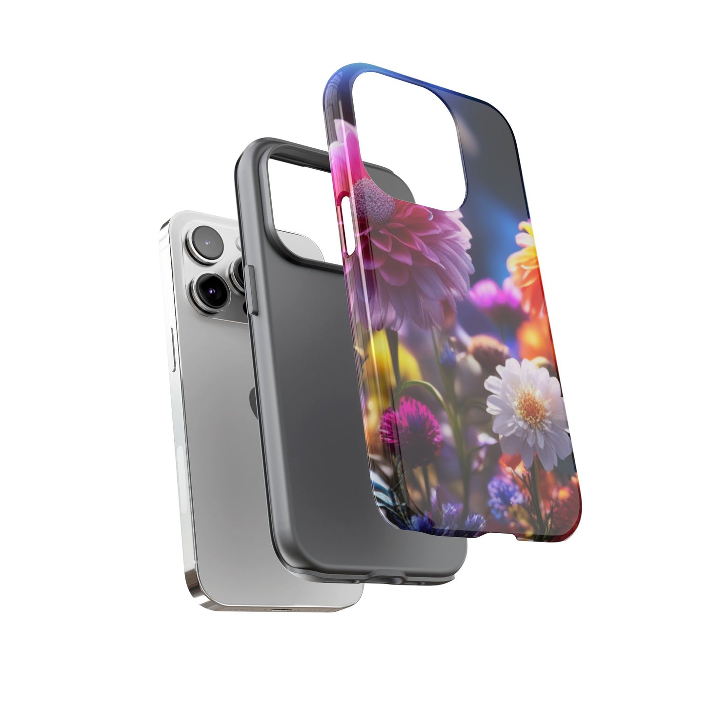 iPhone Tough Cases Phone Cases for iPhone 14\15\16\17 – Dual Layer, Matte/Glossy Finish, Wireless Charging Compatible, Floral Garden Phone Case — Vibrant Bloom Protective iPhone Cover