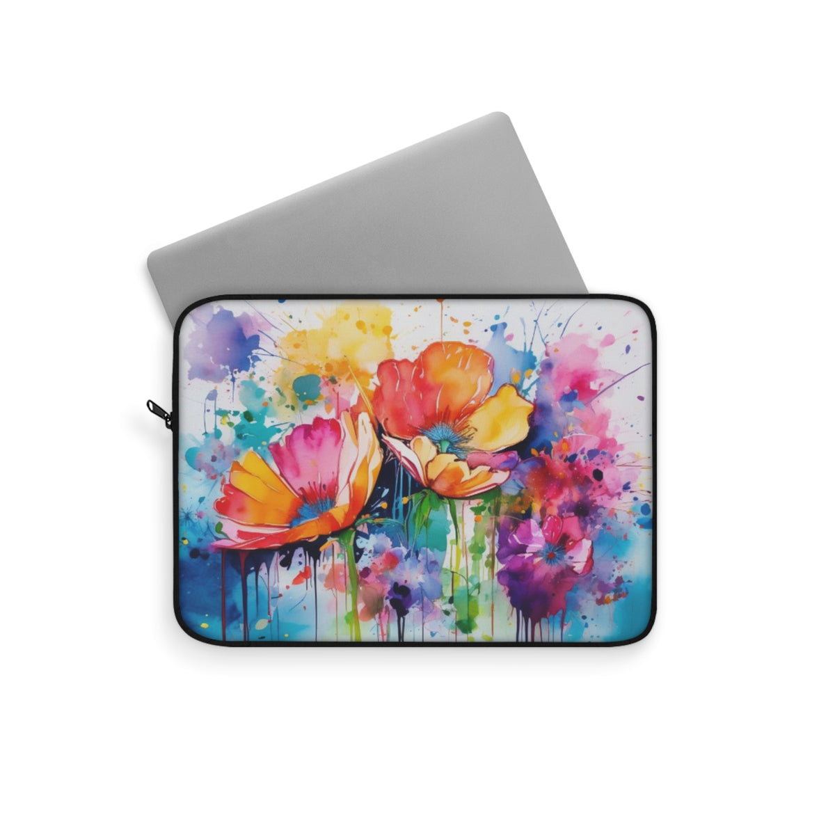 Laptop Sleeve, Artistic Computer Case, Flower Design Sleeve for Women, Colorful Tech Accessories, Ideal Gift for Students