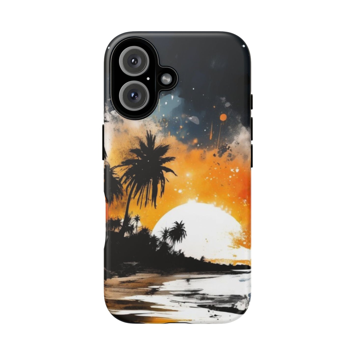 iPhone Tough Cases Phone Case for iPhone 14/15/16/17– Dual Layer, Matte/Glossy Finish, Wireless Charging Compatible, Tropical Sunset Design, Beach Lover Gift, Custom Phone Cover, Summer Vibes, Vacation Essentials