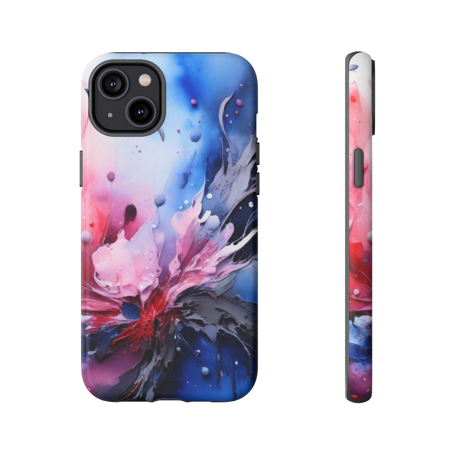 Tough Case — Abstract Pink & Blue Phone Case. iPhone Tough Cases Phone Cases for iPhone 17/16/15/14 – Dual Layer, Matte/Glossy Finish, Wireless Charging Compatible
