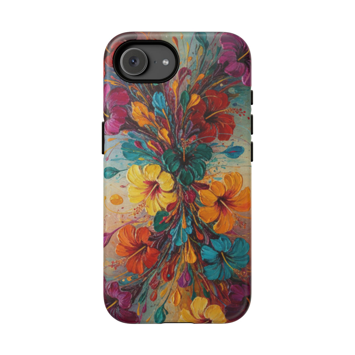 iPhone Tough Cases Phone Cases for iPhone 14\15\16\17\18 – Dual Layer, Matte/Glossy Finish, Wireless Charging Compatible. Floral Burst Tough Phone Case — Vibrant Flower Protective Case