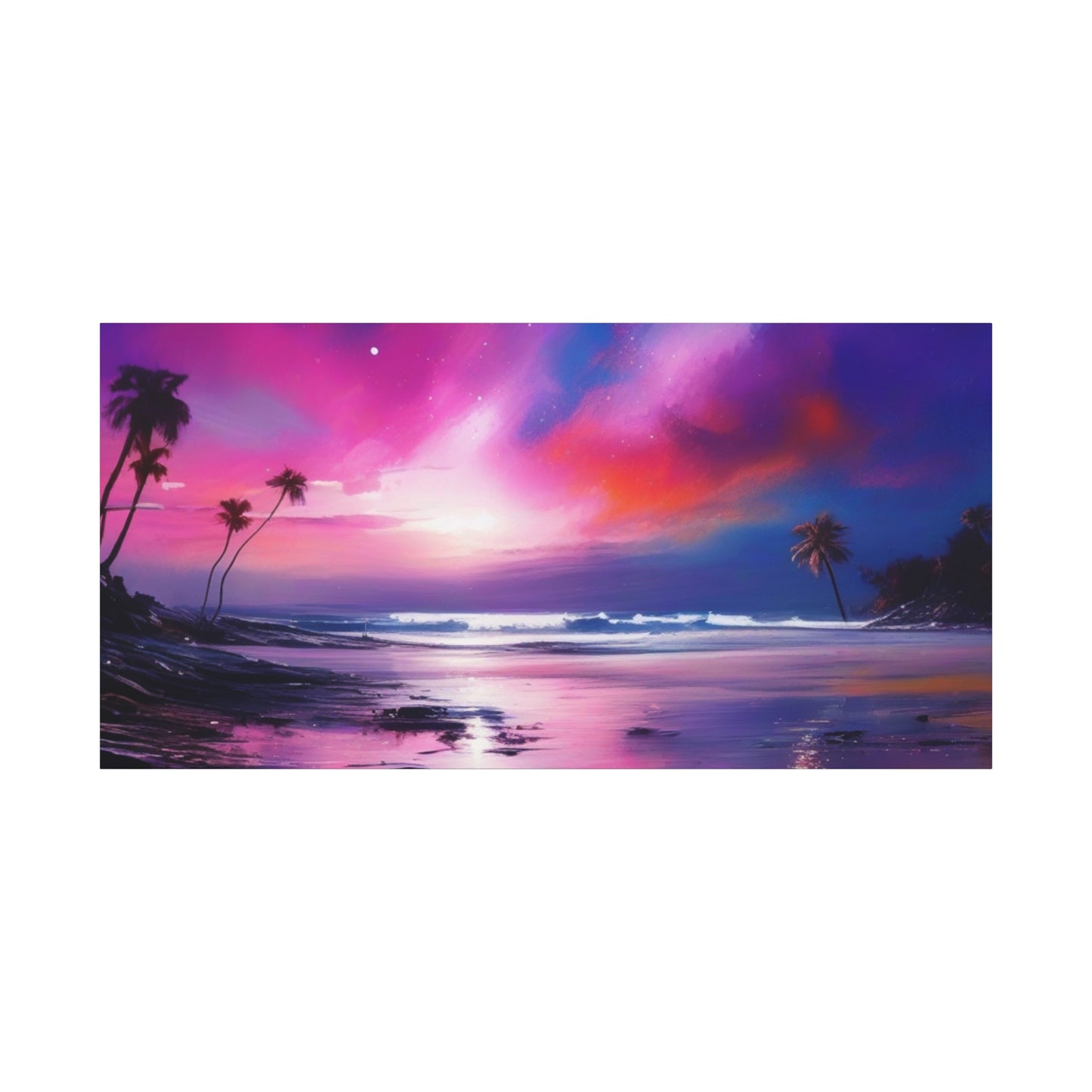 Abstract Art Canvas Print – Modern Wall Art, Digital Artwork, Matte Canvas, Ready to Hang, Home & Office Décor, Modern Wall Décor, Tropical Sunset Canvas Art - Vibrant Beach Landscape Wall Decor