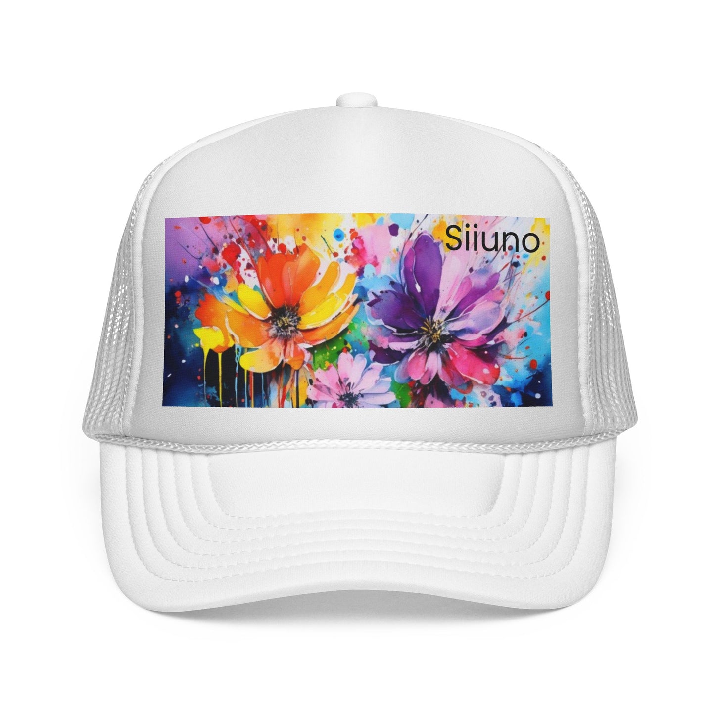 Vibrant Floral Trucker Cap - Colorful Summer Hat for Outdoor Fun
