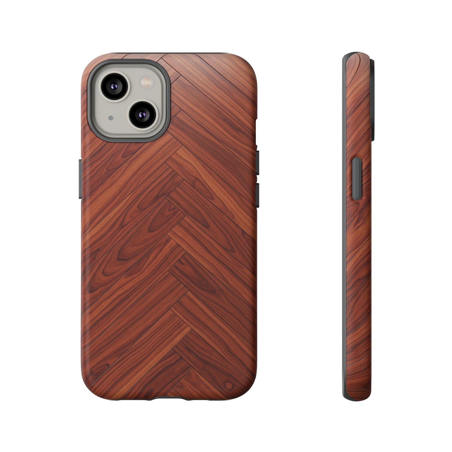 iPhone Tough Cases Phone Cases for iPhone 14\15\16\17 – Dual Layer, Matte/Glossy Finish, Wireless Charging Compatible. Tough Phone Case — Plastic Herringbone Walnut Protective Cover