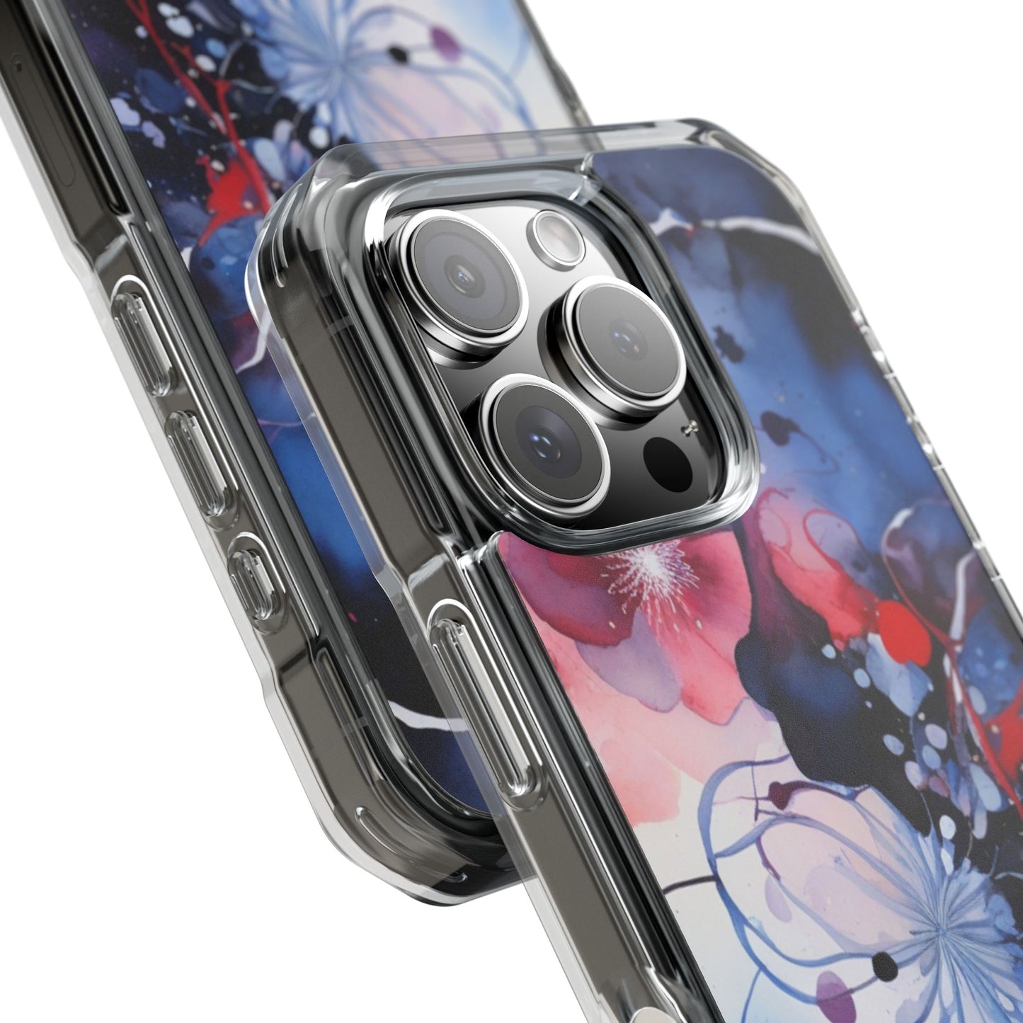 Clear Magnetic Phone Case — Watercolor Floral Impact Protection. Magnetic Impact Phone Case for iPhone 17/16/15/14.