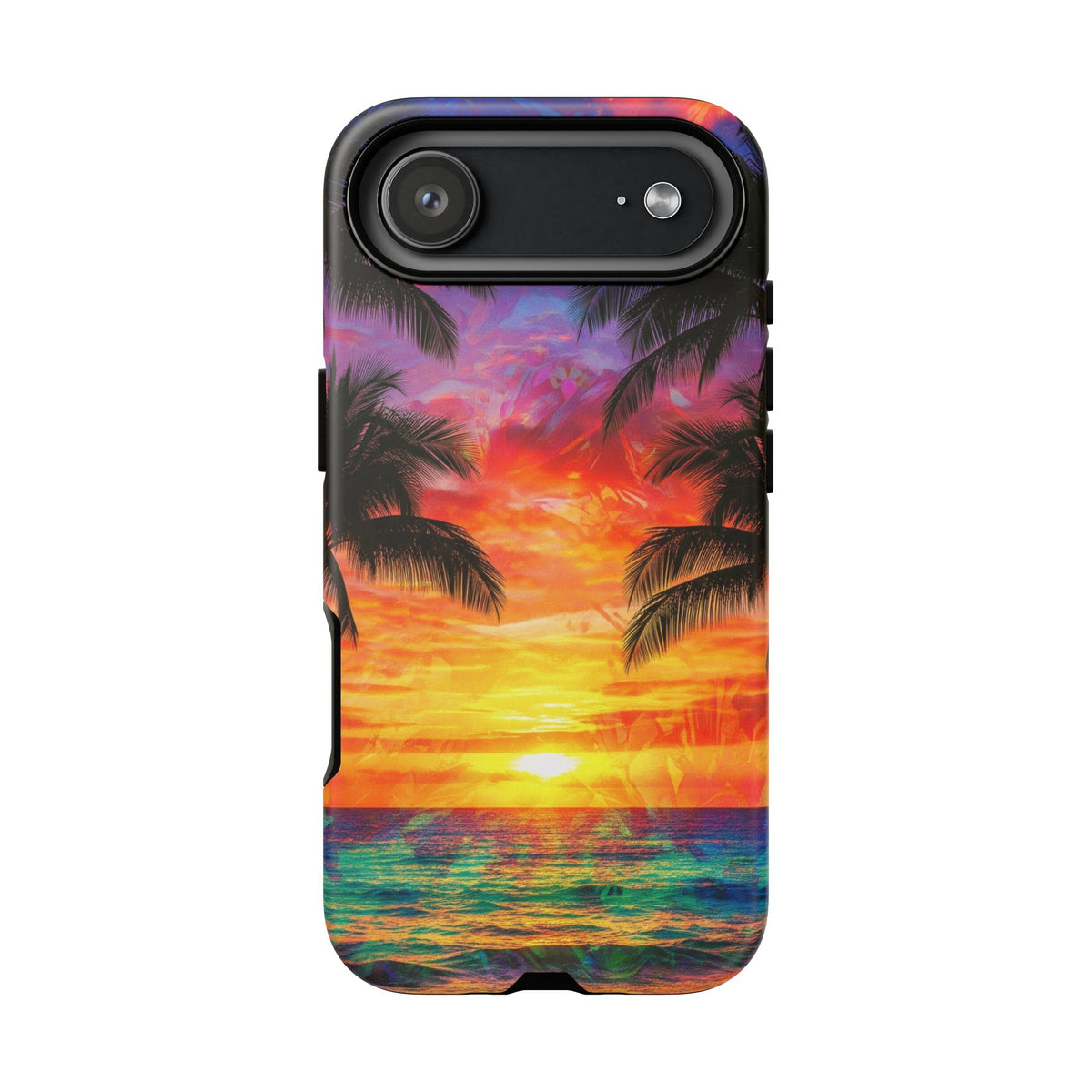 iPhone Tough Cases Phone Cases for iPhone 14\15\16\17. Tropical Sunset Phone Case — Palm Tree Beach Protective Cover