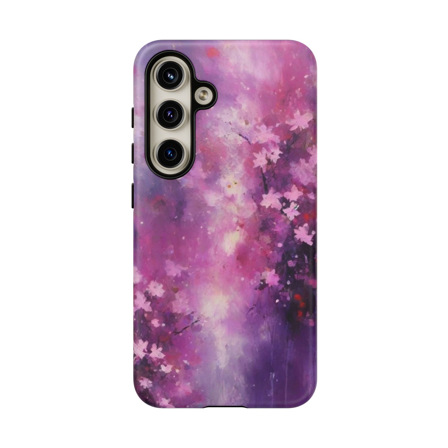 Tough Case Phone Case for Samsung Galaxy S25/S24/S23 – Dual Layer, Matte/Glossy Finish, Wireless Charging Compatible, Cherry Blossom Tough Case - Floral Phone Cover