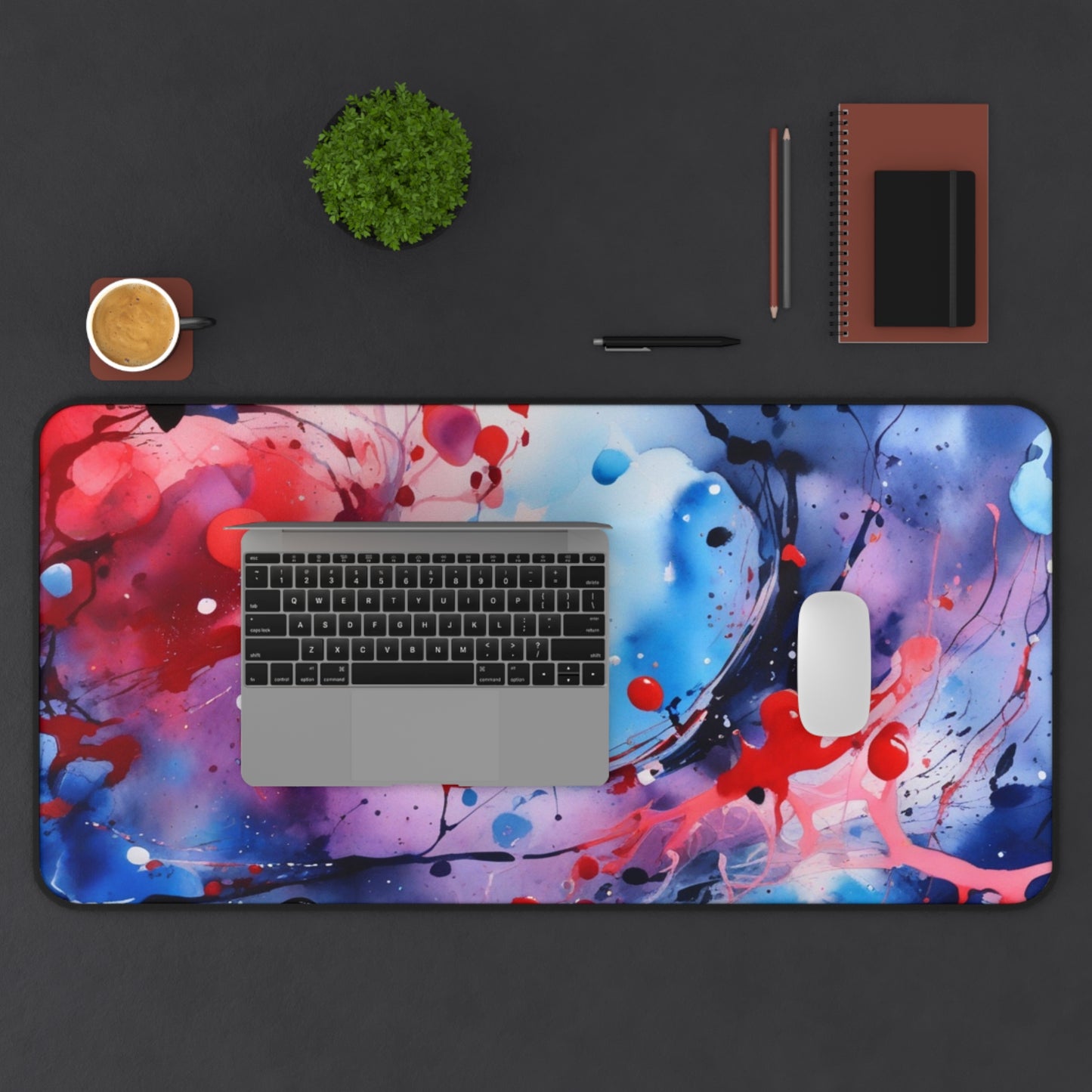 Large Gaming Mouse Pad – Premium Mouse Pad & Tech Accessory for Home & Office, Premium Desk Mat, Gaming Mouse Pad, Non-slip. Abstract Splash Desk Mat — Red & Blue Artistic Mouse Pad