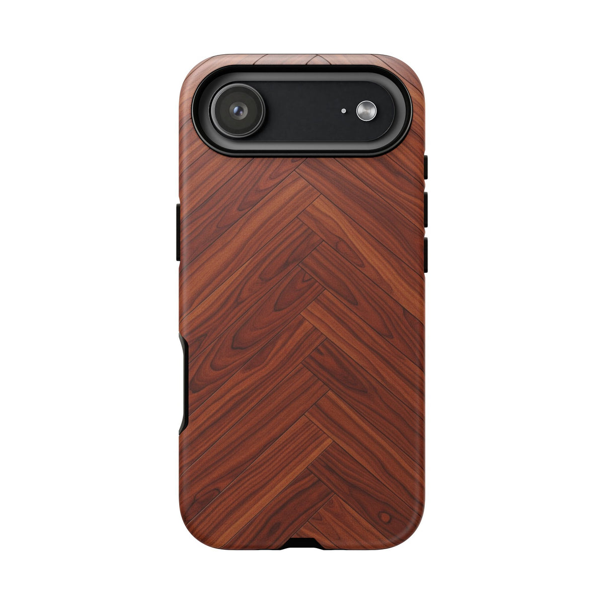 iPhone Tough Cases Phone Cases for iPhone 14\15\16\17 – Dual Layer, Matte/Glossy Finish, Wireless Charging Compatible. Tough Phone Case — Plastic Herringbone Walnut Protective Cover