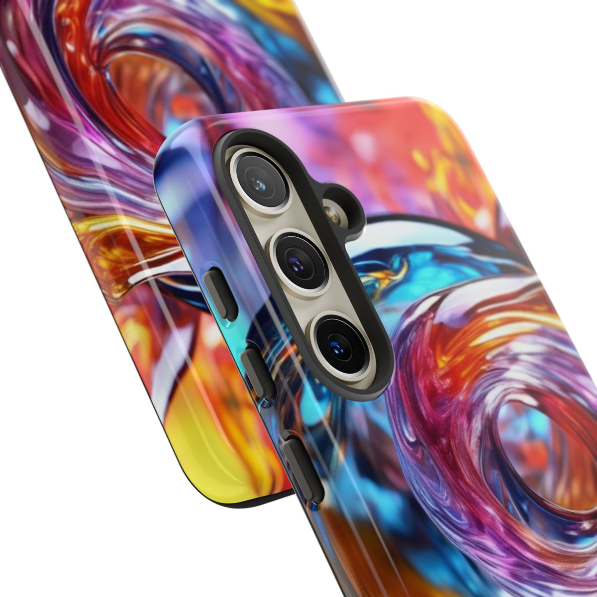 Tough Case Phone Case for Samsung Galaxy S25/S24 – Dual Layer, Matte/Glossy Finish, Wireless Charging Compatible, Vibrant Swirl Phone Case - Tough Cases for Stylish Protection