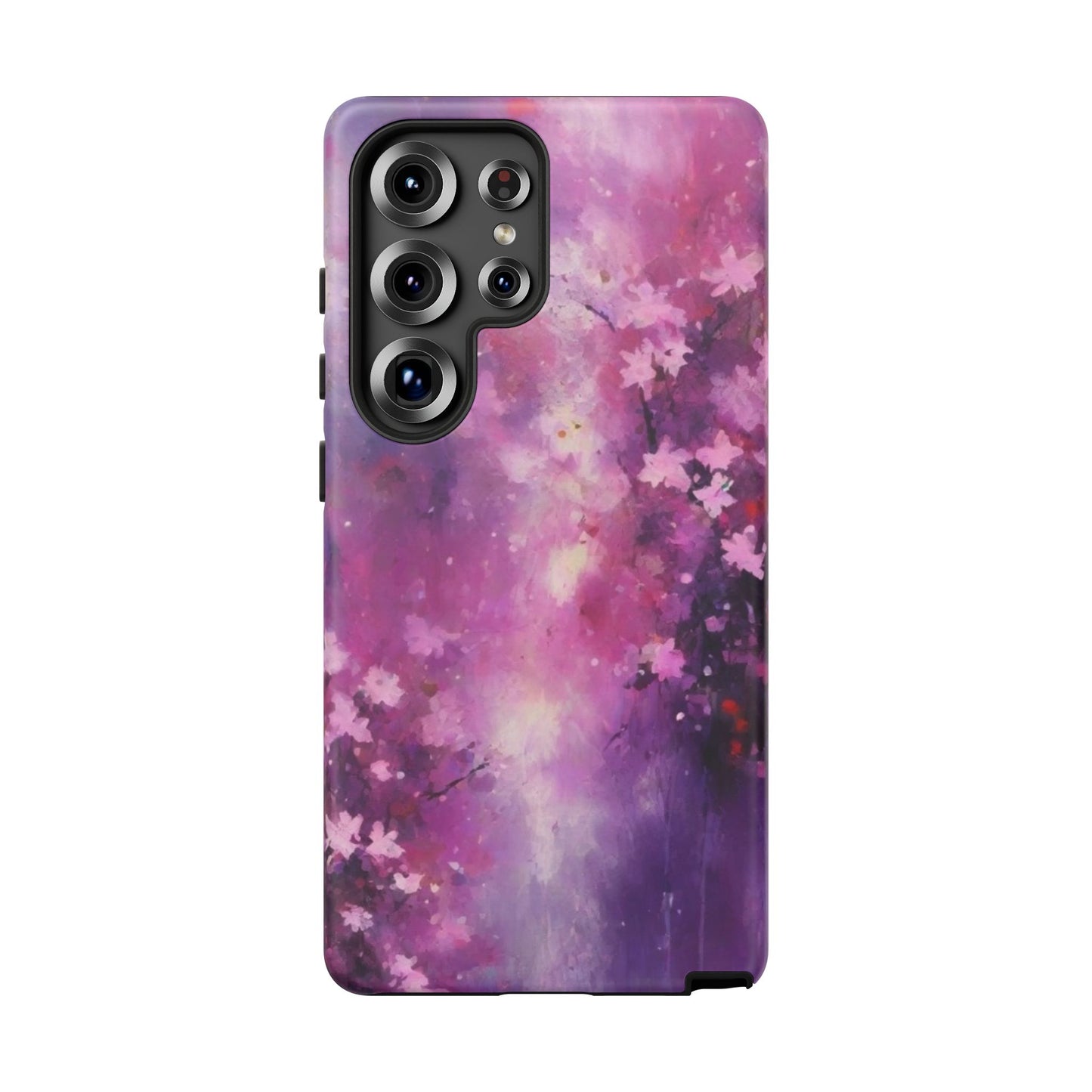 Tough Case Phone Case for Samsung Galaxy S25/S24/S23 – Dual Layer, Matte/Glossy Finish, Wireless Charging Compatible, Cherry Blossom Tough Case - Floral Phone Cover