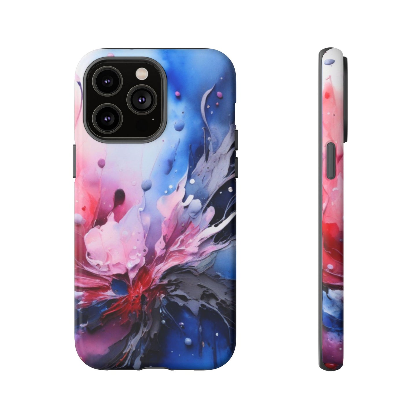 Tough Case — Abstract Pink & Blue Phone Case. iPhone Tough Cases Phone Cases for iPhone 17/16/15/14 – Dual Layer, Matte/Glossy Finish, Wireless Charging Compatible